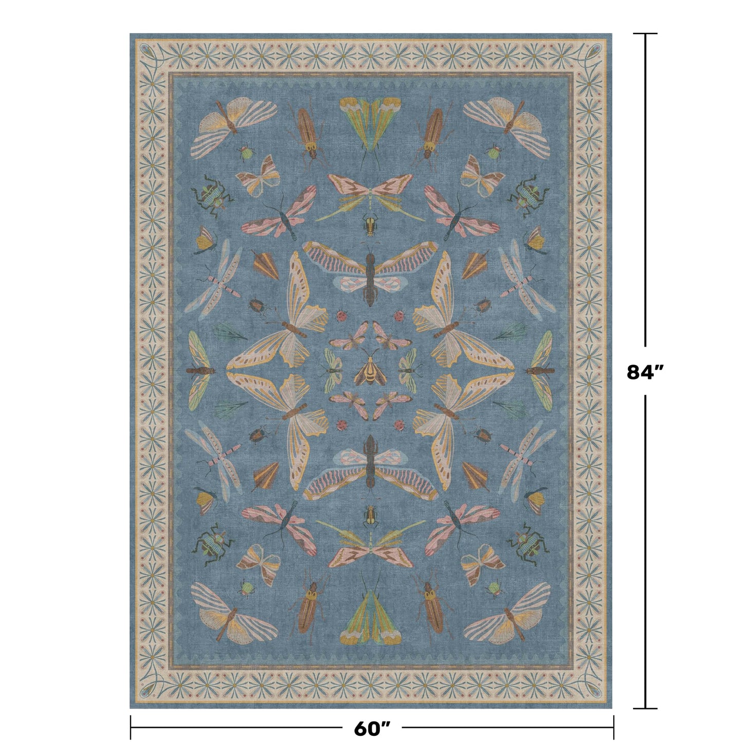 Blue Washable Kids Playroom Rug - 5x7 Area Rugs for Nursery Baby Boy, Bedroom, Living Room, Toddler Boy Room Decor, Cute Animals Print Carpet, Super Soft Non Slip Stain Resistant