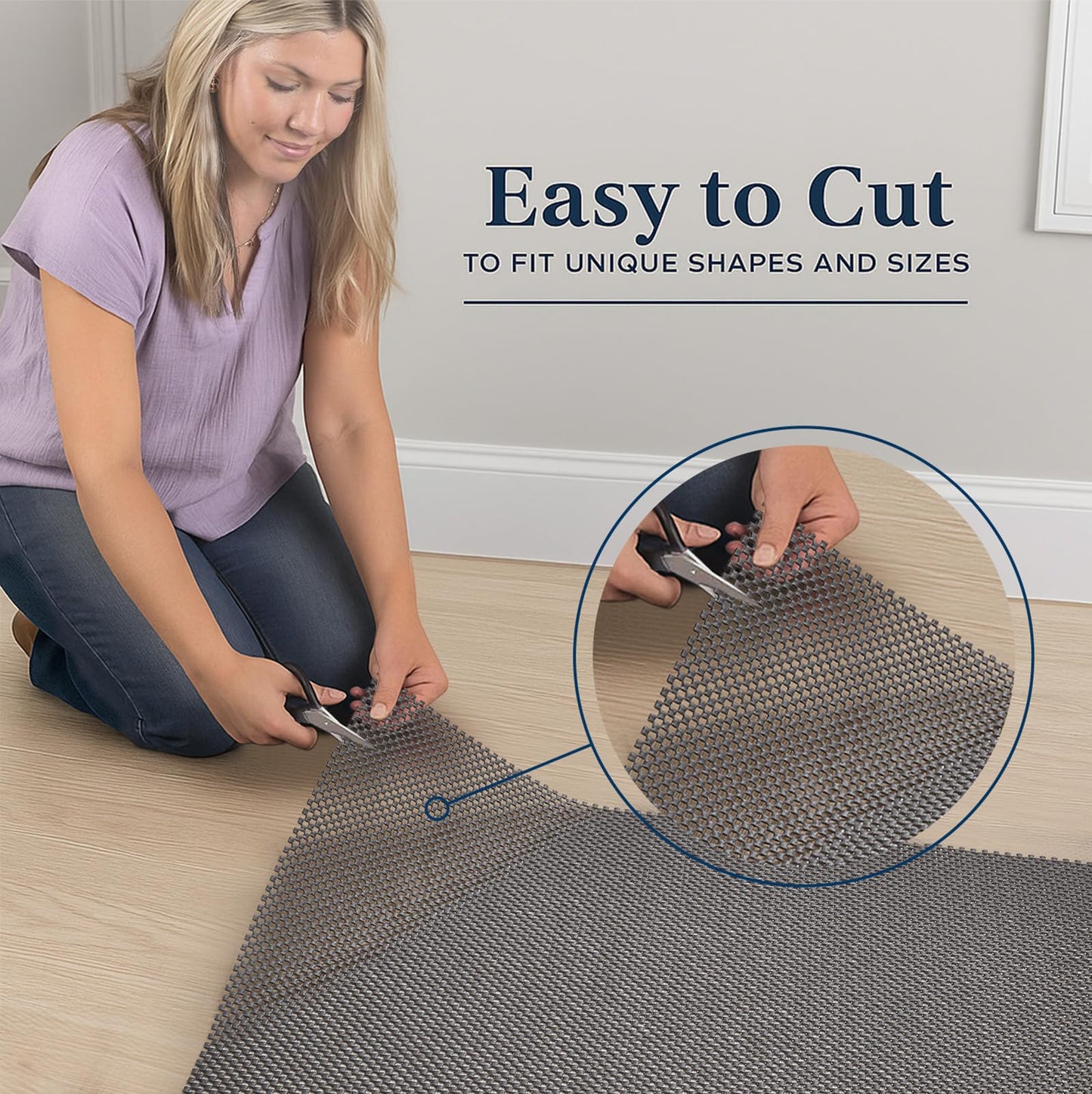 Veken 4x6 Ft Rug Pad Gripper for Hardwood Floors, Non Slip Rug Bedroom Pads for Area Rugs, Thick Dark Grey Rug Grippers for Tile Floors, Under Carpet Anti Skid Mat, Keep Your Rugs Safe and in Place