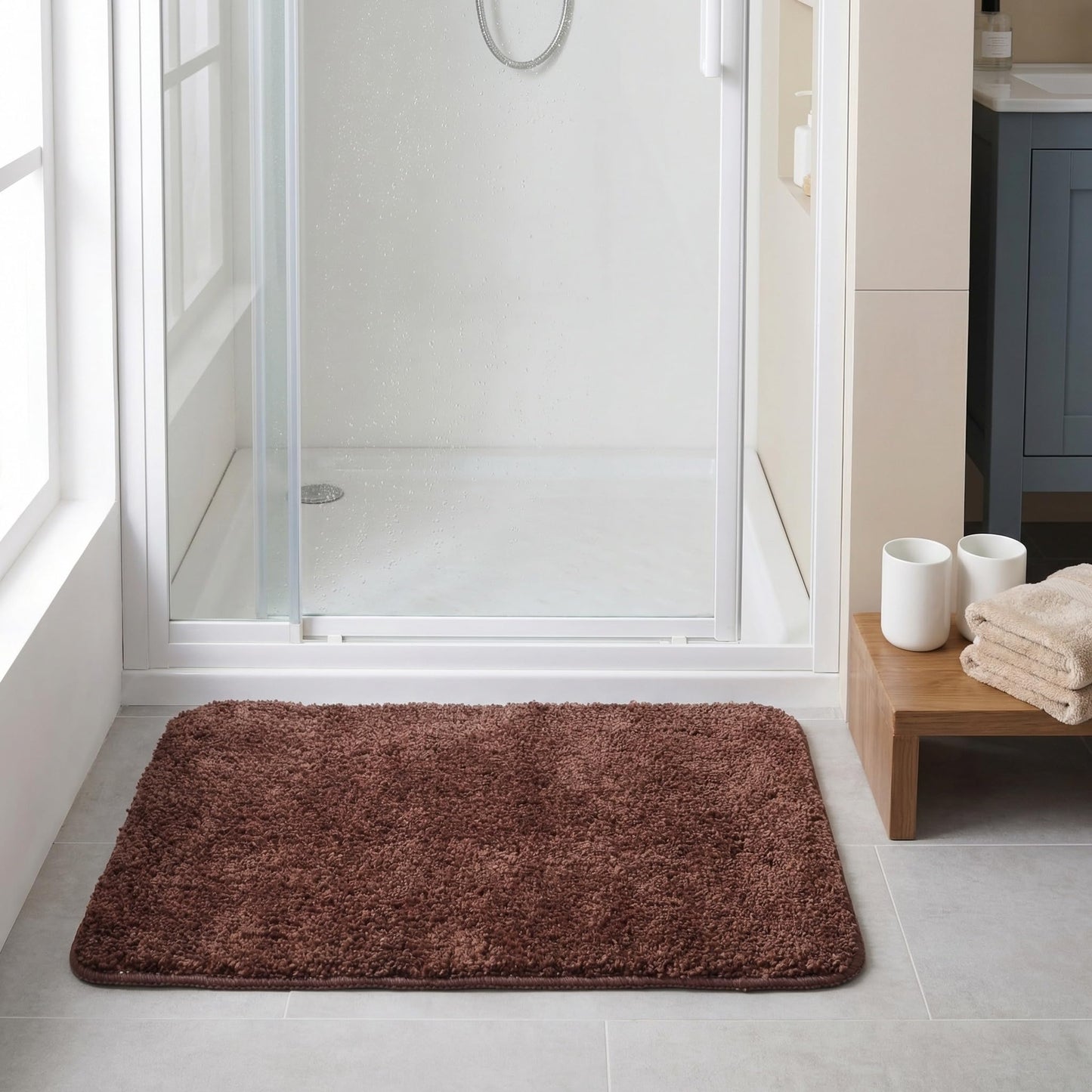 H HOUSEHOLD Bathroom Rugs Mat 16”x24”, Extra Soft Absorbent Microfiber Bath Rugs, TPE Backing, Quick Dry, Machine Washable Bath Mats for Bathroom Floor, Tub and Shower, Home Decor Accessories, Brown