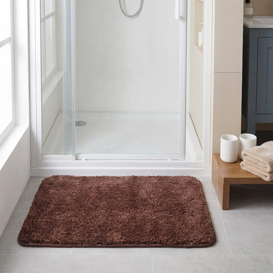H HOUSEHOLD Bathroom Rugs Mat 16”x24”, Extra Soft Absorbent Microfiber Bath Rugs, TPE Backing, Quick Dry, Machine Washable Bath Mats for Bathroom Floor, Tub and Shower, Home Decor Accessories, Brown