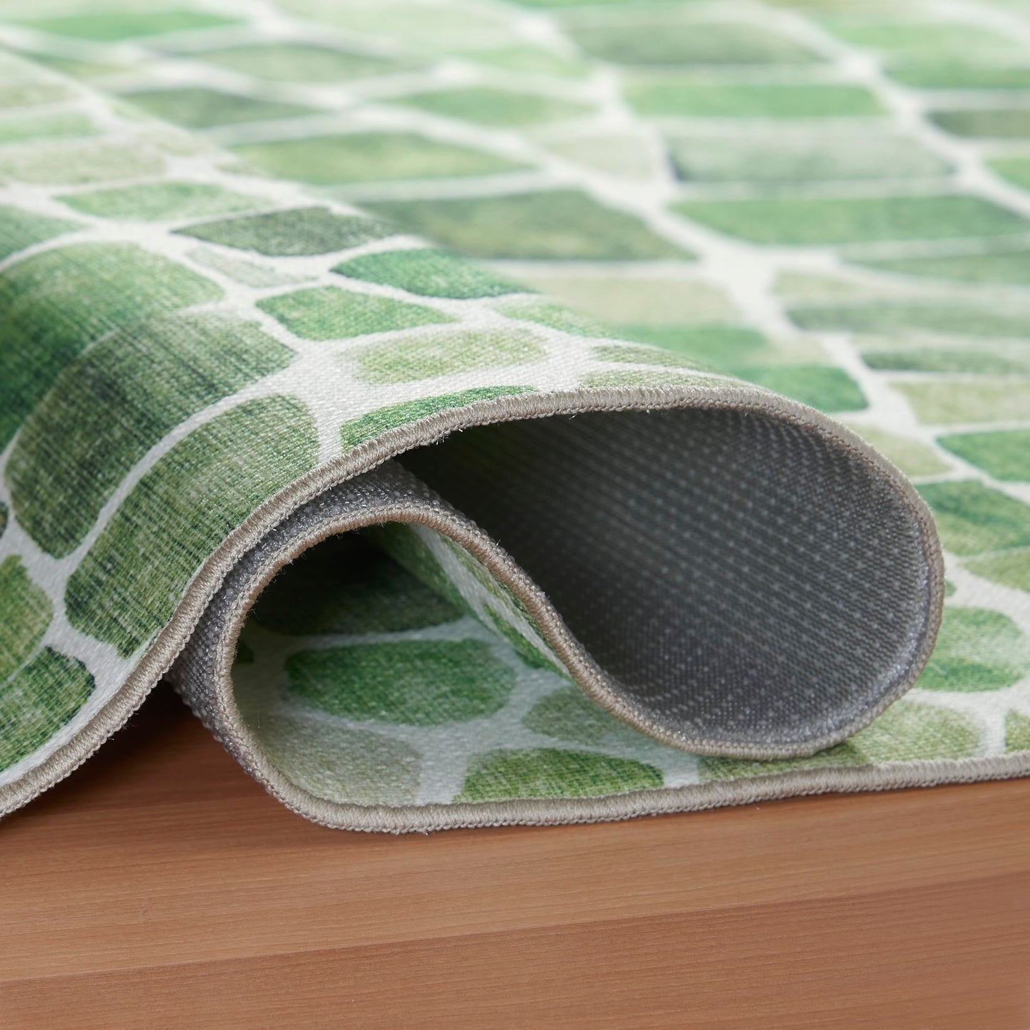 ReaLife Rugs Machine Washable Indoor Outdoor - Mat Rug Foldable Printed Thin Lightweight Cushioned Fade Resistant Patio Deck Dock Porch Pool Balcony Camping - Emery - Green 4' x 6'