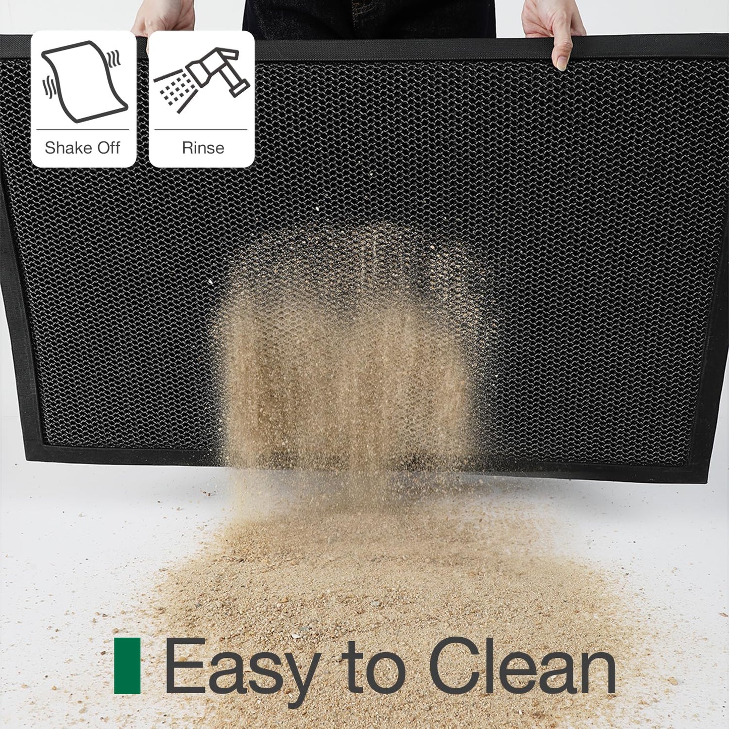 LUMI Front Door Mat for Outside Entrance 23.5''x35.5'', Heavy-Duty Dirt-Trapping Doormat with Durable Non-Slip Rubber Backing, Stain & Fade-Resistant Entry Mats, Black