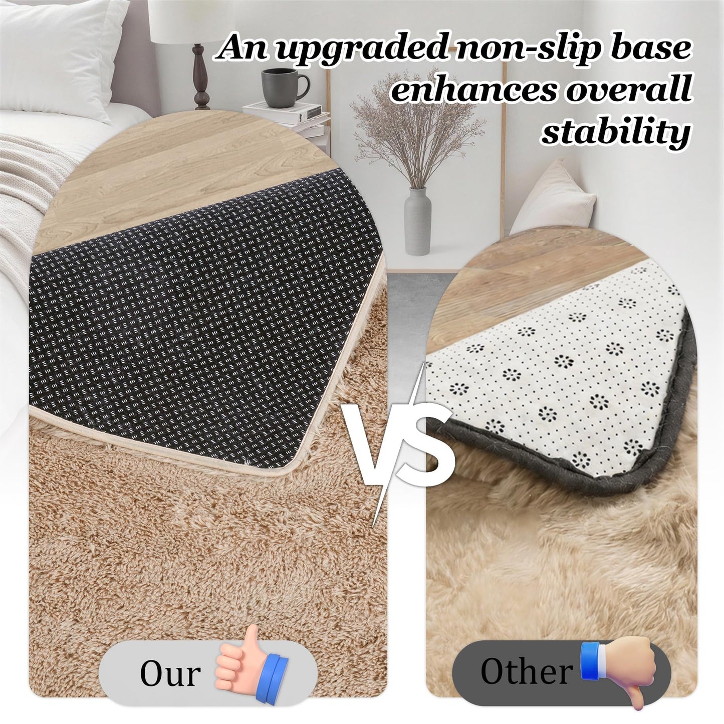 Fluffy 4x6 Area Rugs for Living Room Bedroom: Ultra Soft Shag Rug Non-Slip Non-Shedding Small Plush Bedside Rug Indoor Floor Carpets for Kids Room Playroom Entryway Nursery Dorms Home Decor Beige