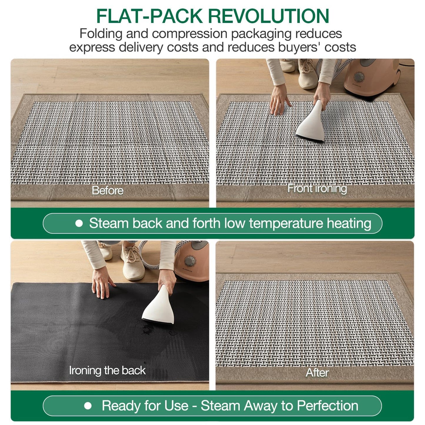LUMI Inside Door Mat for Entry 24"x36", Absorbent, Dirt Trapper, Low Profile Thin, Non Slip Mats with Rubber Backing, Ideal for Indoor, High Traffic, Garage, Entrance, Classic Beige
