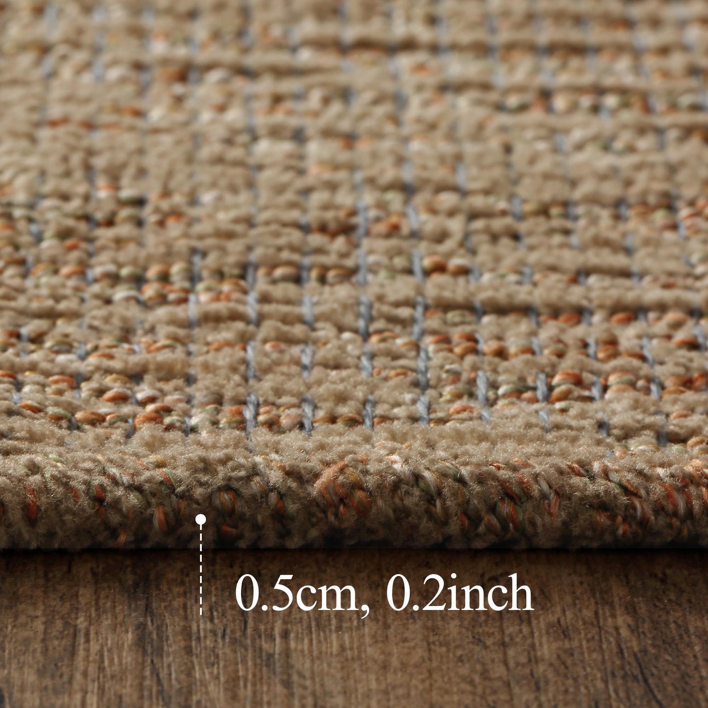 GENIMO 8X10 Neutral Area Rugs for Living Room, Hand Woven Machine Washable Non Slip Textured Soft Rug, Handmade Rustic Braided Low Pile Rugs for Farmhouse, Bedroom Office Rug in Jute Color