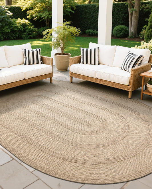 LUMI Jute Area Rug 4x6 Oval for Living Room, Natural Braided Woven Rugs Non Slip, Neutral Carpets No Shedding, Durable for High Traffic, Dining Room, Indoor, Outdoor, Patio