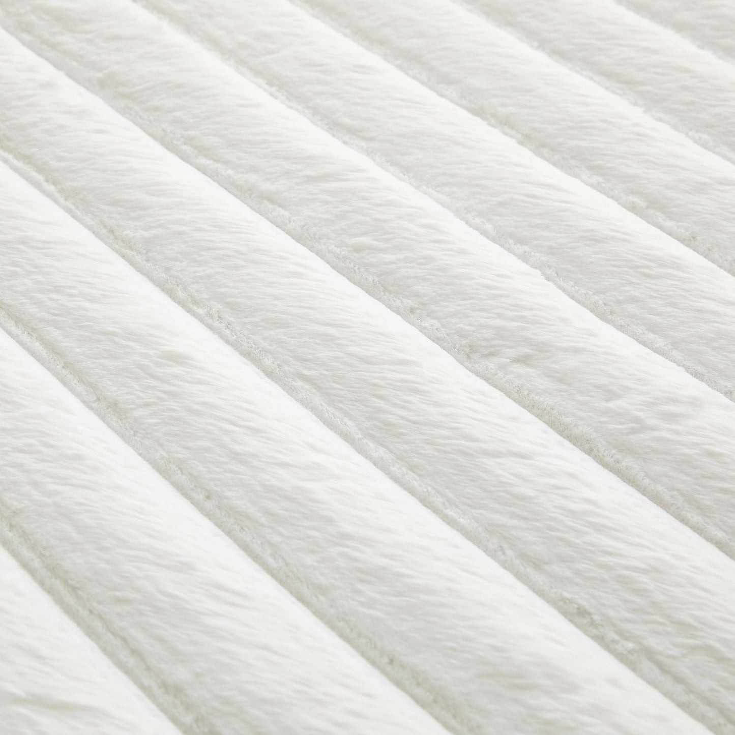 White Rabbit Striped Plush Rug 8'x10', Fluffy Shaggy Area Rug for Nursery & Kids Room, Faux Fur Carpet for Girls Bedroom, Living Room, Teen Decor