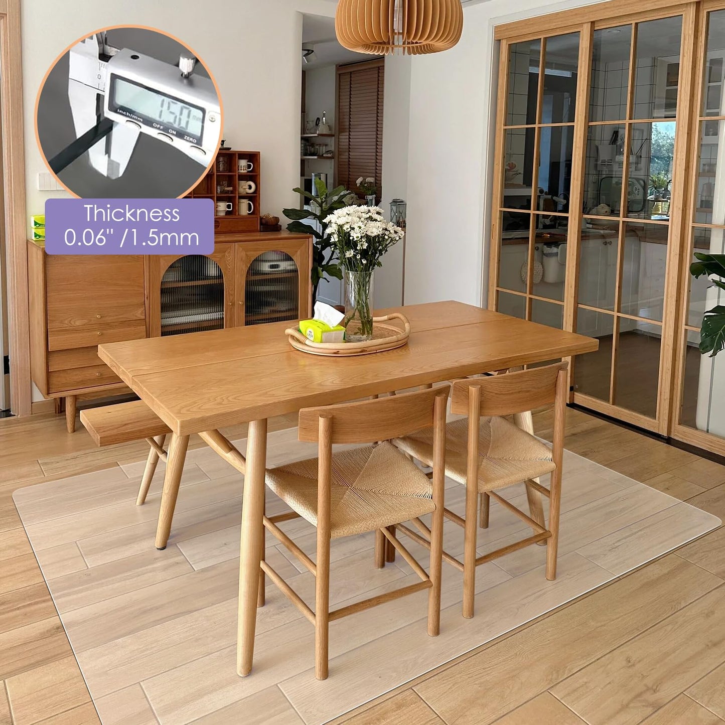 Vicwe Area Mat for Hard Floor, 4'×6' Clear Area Rug for Home, PVC Non-Slip Floor Protector for Dining Room, Large Anti-Scratch Floor Mats for Laundry Room, Kitchen, Bedroom