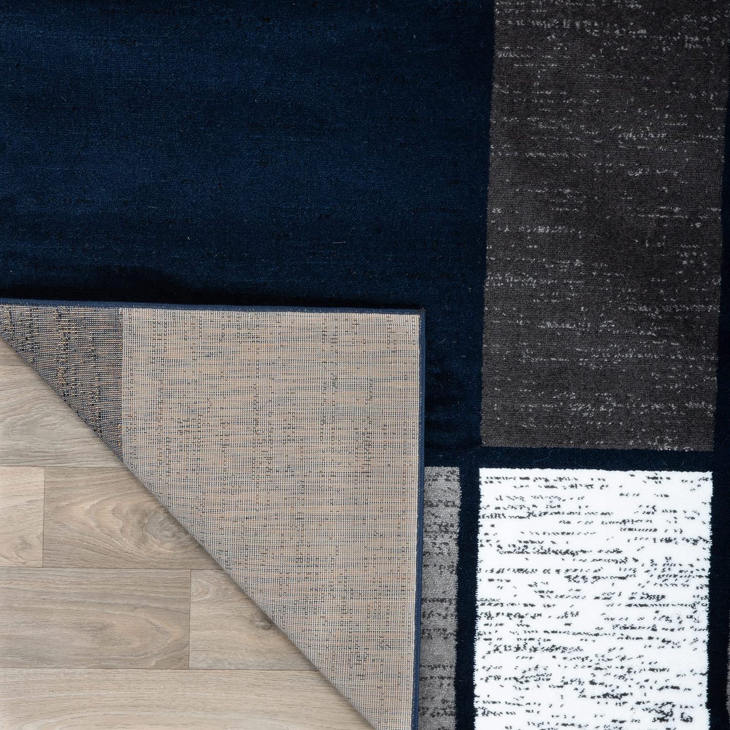 Rugshop Modern Geometric Boxes Navy Area Rug, Fade-Resistant Carpet for Bedroom, Office, or Entryway, 3'3" x 5'