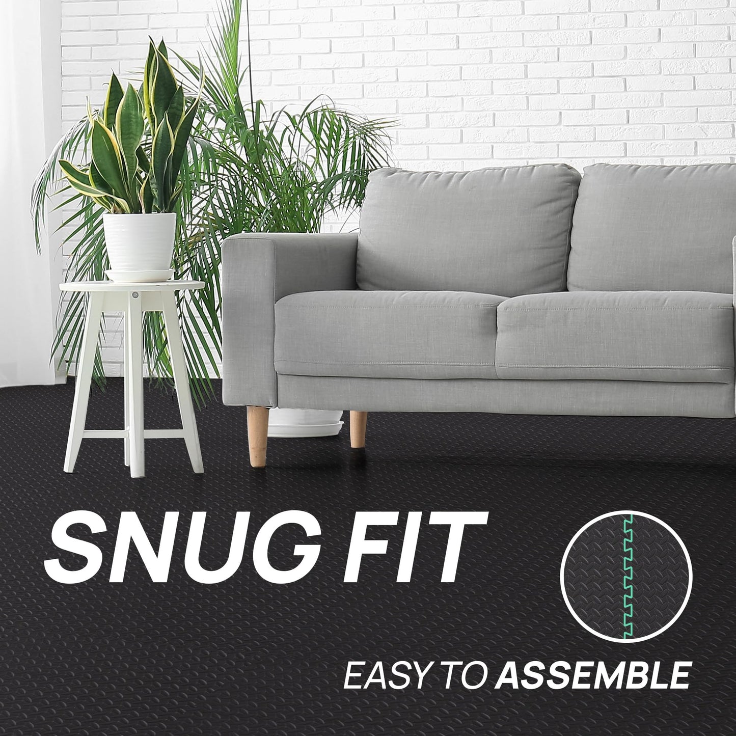 Yes4All EVA Interlocking Mats, Puzzle Floor Tiles, Foam Floor Padding with Border for Furniture, Home Space, Living Room, Garage 24 SQFT
