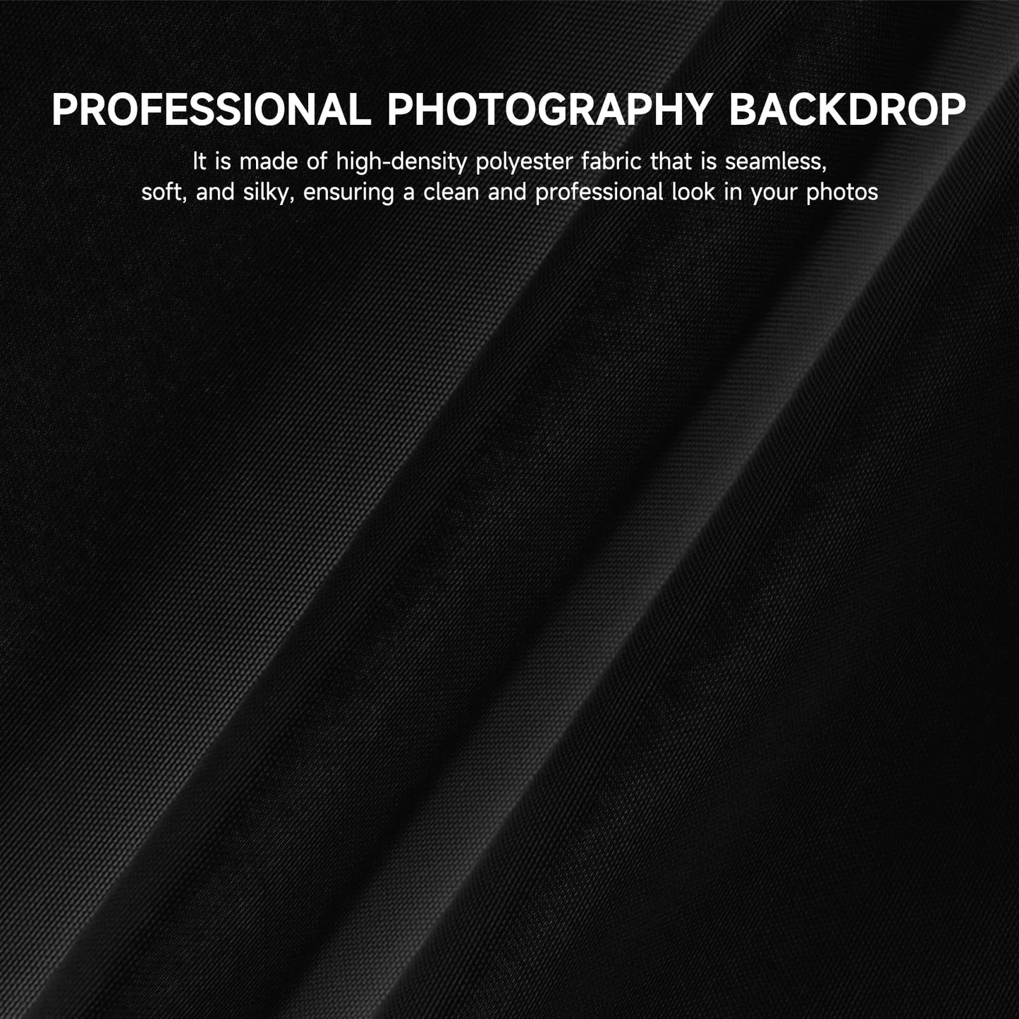 YSKE-Professional Black Photography Backdrop10X7ft - Machine Washable Seamless Background for Studio & Video