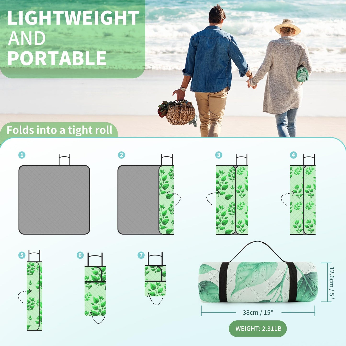 ANJ Outdoors Extra Large Waterproof Picnic Blankets | Foldable Sandproof Beach Blanket N Outdoor Blanket | 5-Layer Machine Washable Soft Picnic Mat for Camping, Grass, Park N Stadium