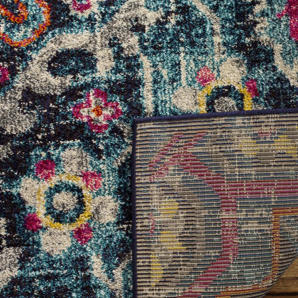 SAFAVIEH Monaco Collection Area Rug - 9' x 12', Blue & Fuchsia, Transitional Design, Slip Resistant & Stain Resistant, Ideal for High Traffic Areas in Living Room, Bedroom & Dining Room (MNC252J-9)