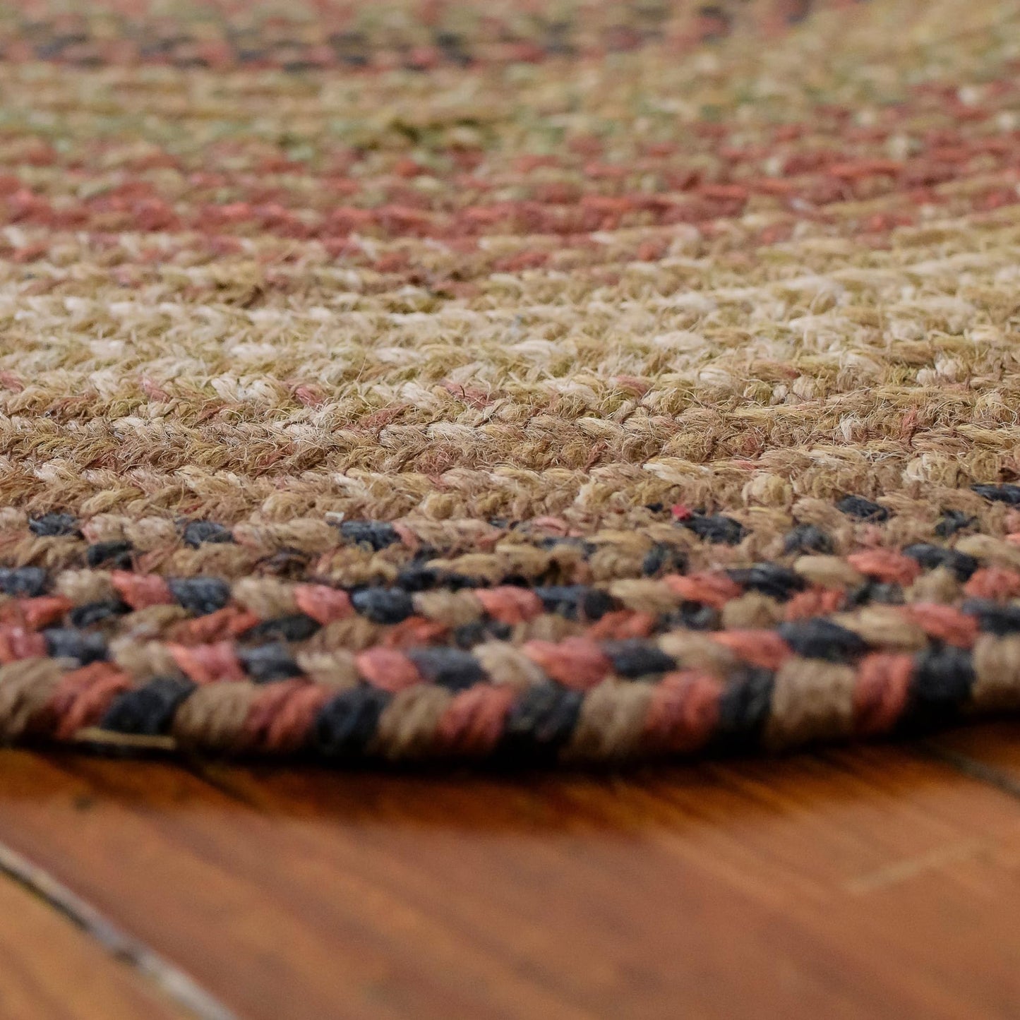 Homespice Gingerbread Black & Brown Braided Rug 20x30 - Jute Braided Kitchen Rugs for Country, Primitive Decor, Reversible, Pet-Friendly, Durable & Easy to Maintain