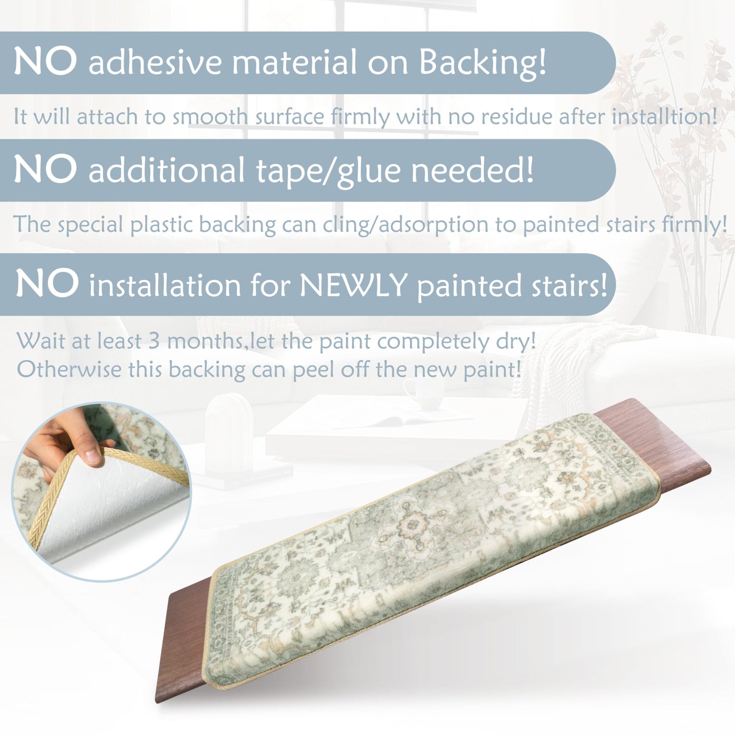 Brakki Bullnose Non-Slip Stair Treads for Wooden Steps, Carpet Stair Treads for Indoor Runner, Pet Friendly Soft Stair Rugs, Edging Stair Protectors Reusable, Washable, 30"x9.5"x1.5" 7pcs, Grey