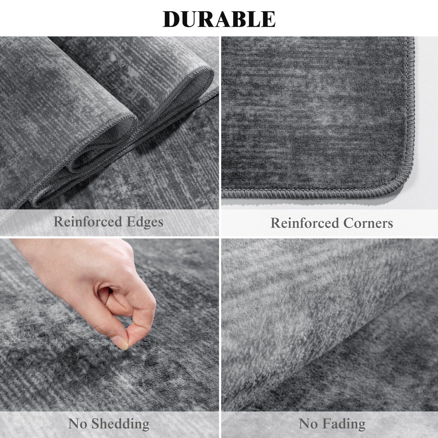 LIANLAM Washable Rug 9x12 Area Rugs for Living Room - Stain Resistant Non-Slip Backing Boho Rug for Bedroom,Durable & Ultra-Thin Vintage Large Area Rug(9x12,Gray)
