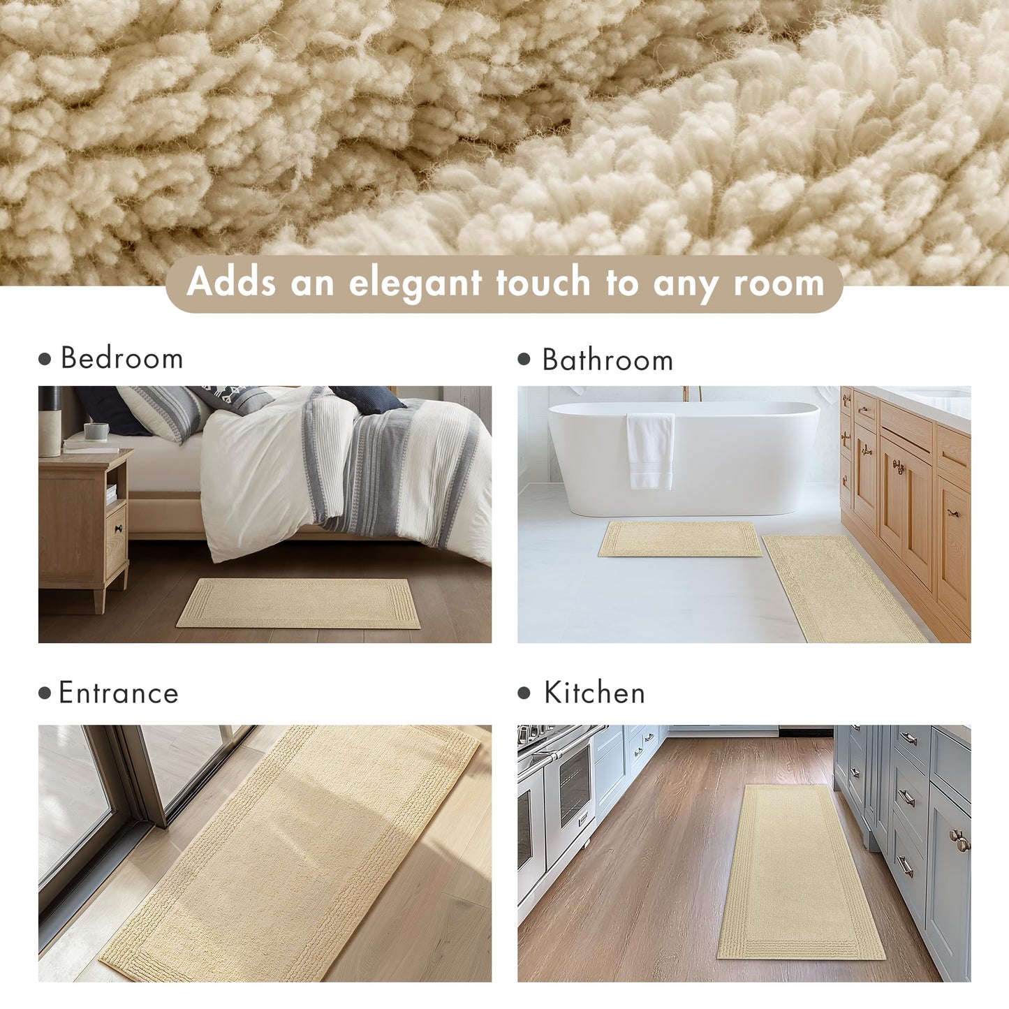 Madison Park Splendor Reversible 100% Cotton Tufted Bathroom Rug-3000 GSM Hotel Quality Luxurious Plush Medium Pile Bath Mat Absorbent, Quick Dry, Shower Room Décor, 21x34, Natural