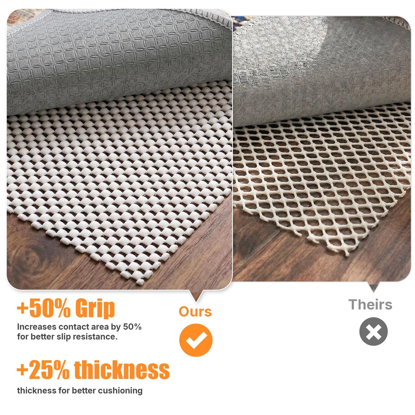 TravLand Non-Slip Rug Pad 6x9 Ft – 6'x9' PVC Anti-Slip Carpet Gripper Mat, 6 by 9 Feet Non Slip Pad for Area Rugs, Under Rug Padding for Hardwood Floors, Carpet Gripper Mat for Floors
