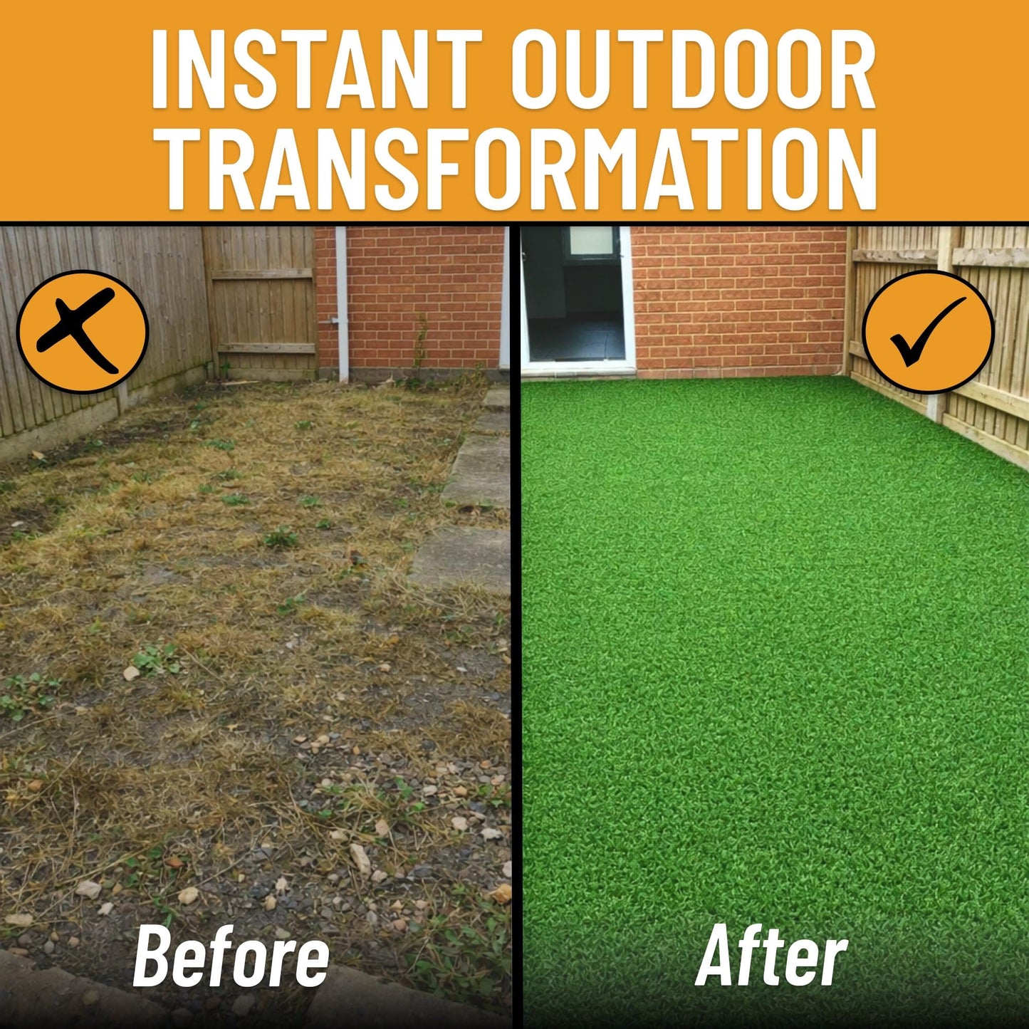 Ottomanson Artificial Grass Outdoor Runner Rug 2'7" x 10' – Waterproof Astro Turf with Drainage Holes – Patio & Lawn Decoration, Easy-Clean Dog Grass Mat
