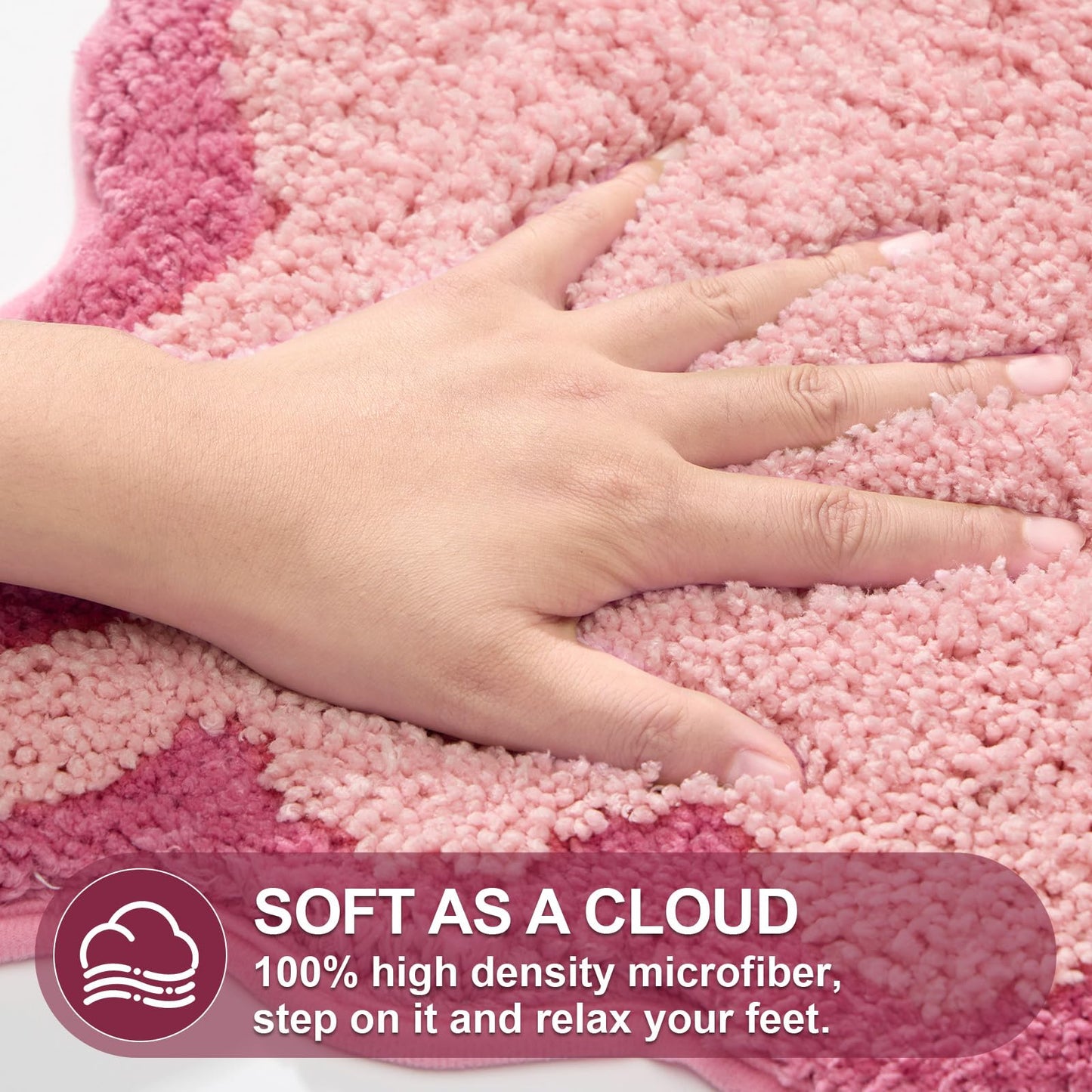 ORTIGIA Long Cute Scalloped Bathroom Rugs Runner, Fun CandyPink Plush Microfiber Scallop Bath Mats Non Slip Washable Quick Dry Absorbent, Rug Carpet for Bathtub Sink Laundry Room Bedroom, 24x59