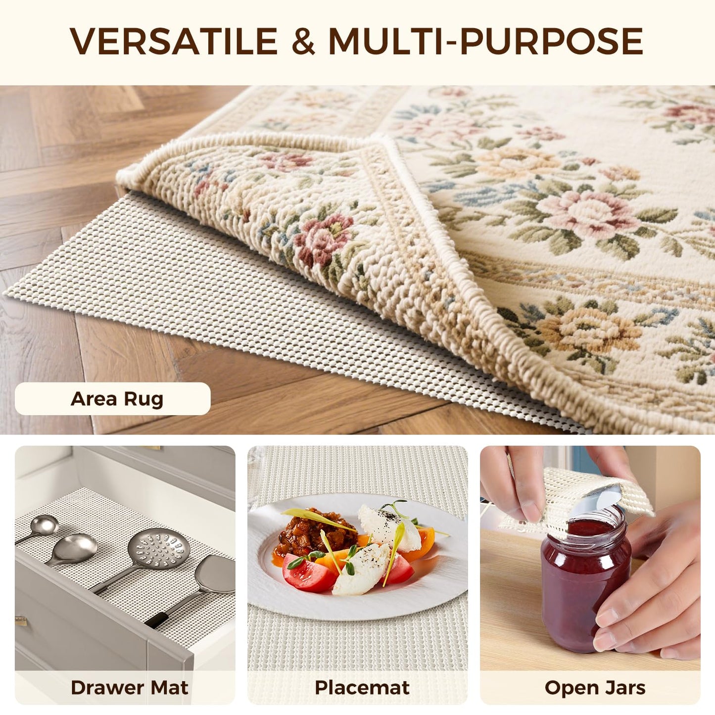 BAGAIL BASICS 2 x 3 FT Rug Pad Gripper for Hardwood Floors, Non Slip Rug Pads for Area Rugs, Extra Thick Under Rug Padding, Protect Your Rugs & Floors