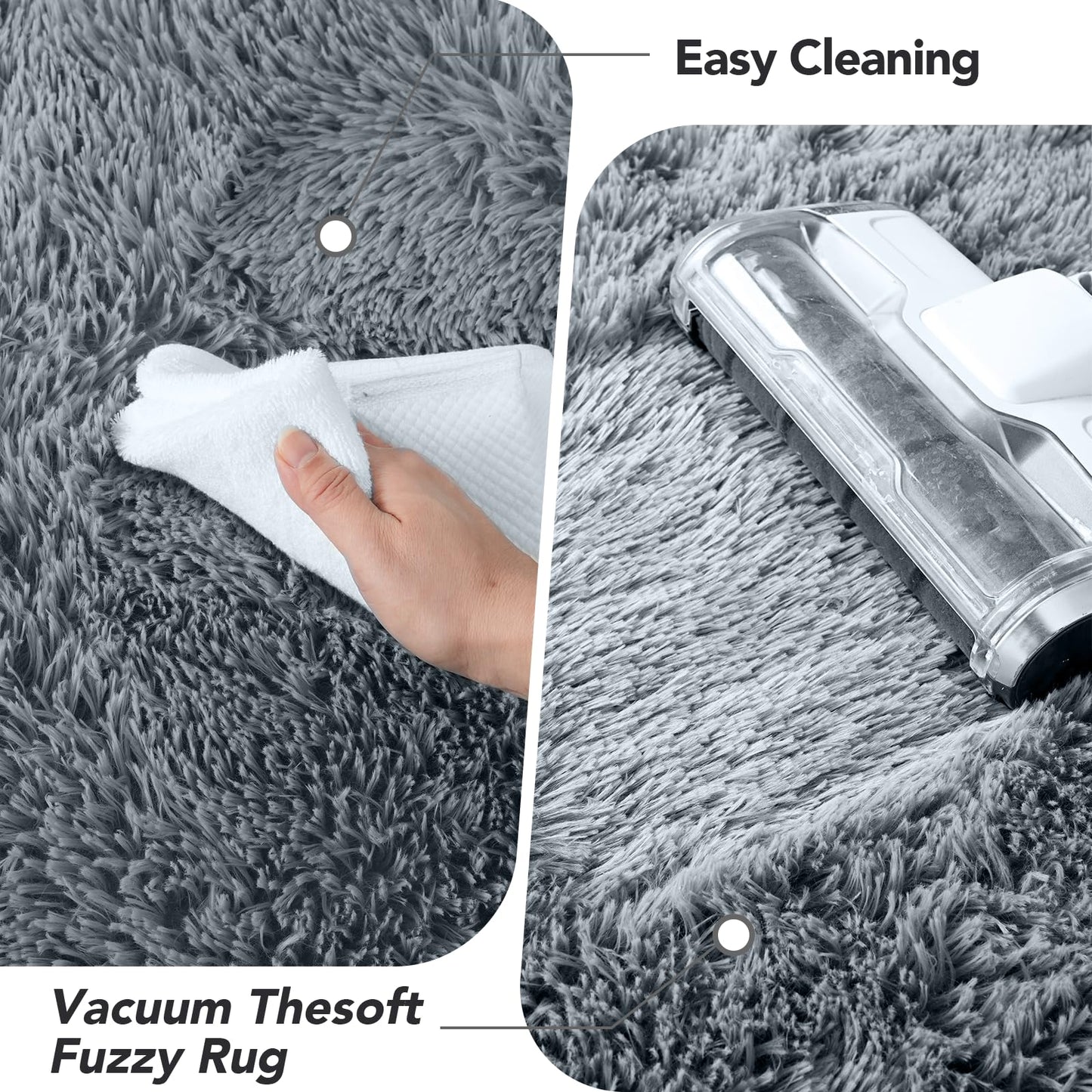 Fluffy Area Rugs for Bedroom 5x7: Shag Rugs for Bedroom - Living Room Area Rug 5x7 Grey Plush Fuzzy Soft Carpet - Teenage Room Dorm Decor Carpets