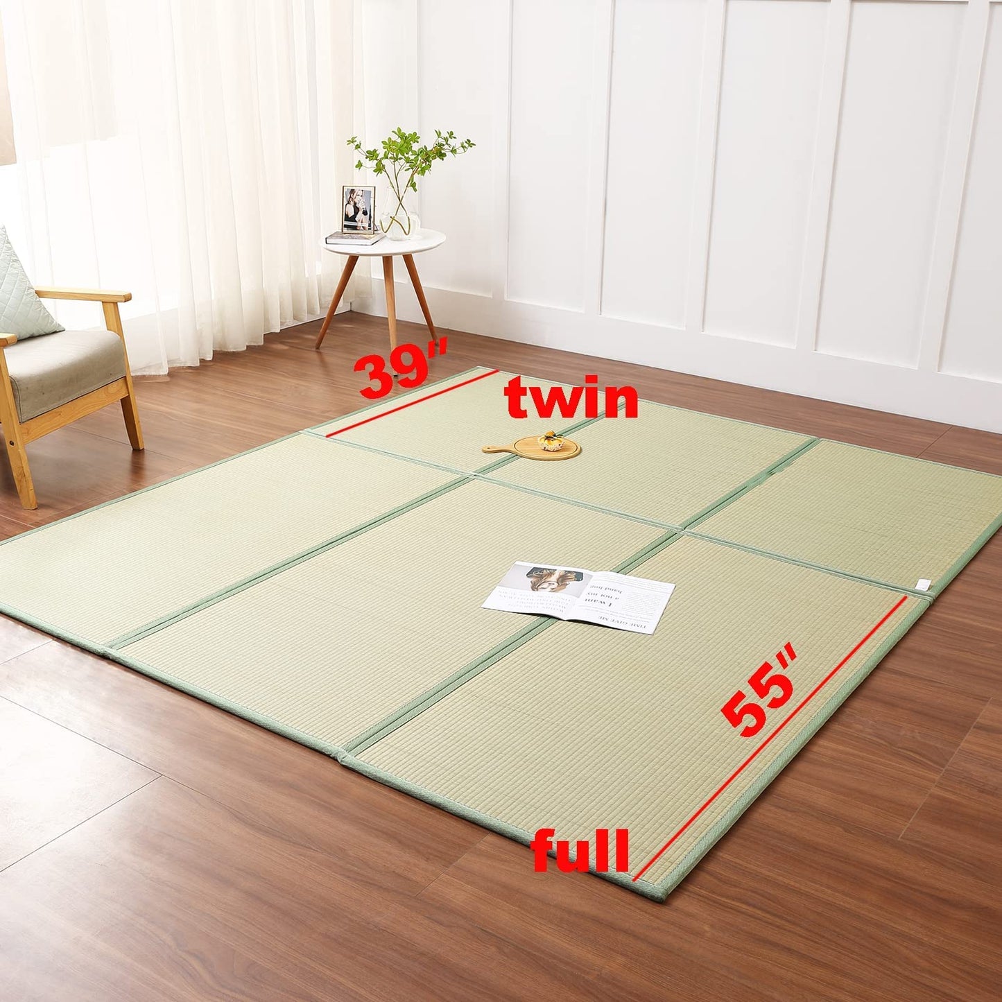 KITBRHOME Natural Igusa Rush Grass Floor Tatami Mat,Twin, 79" x 39" x 0.5"