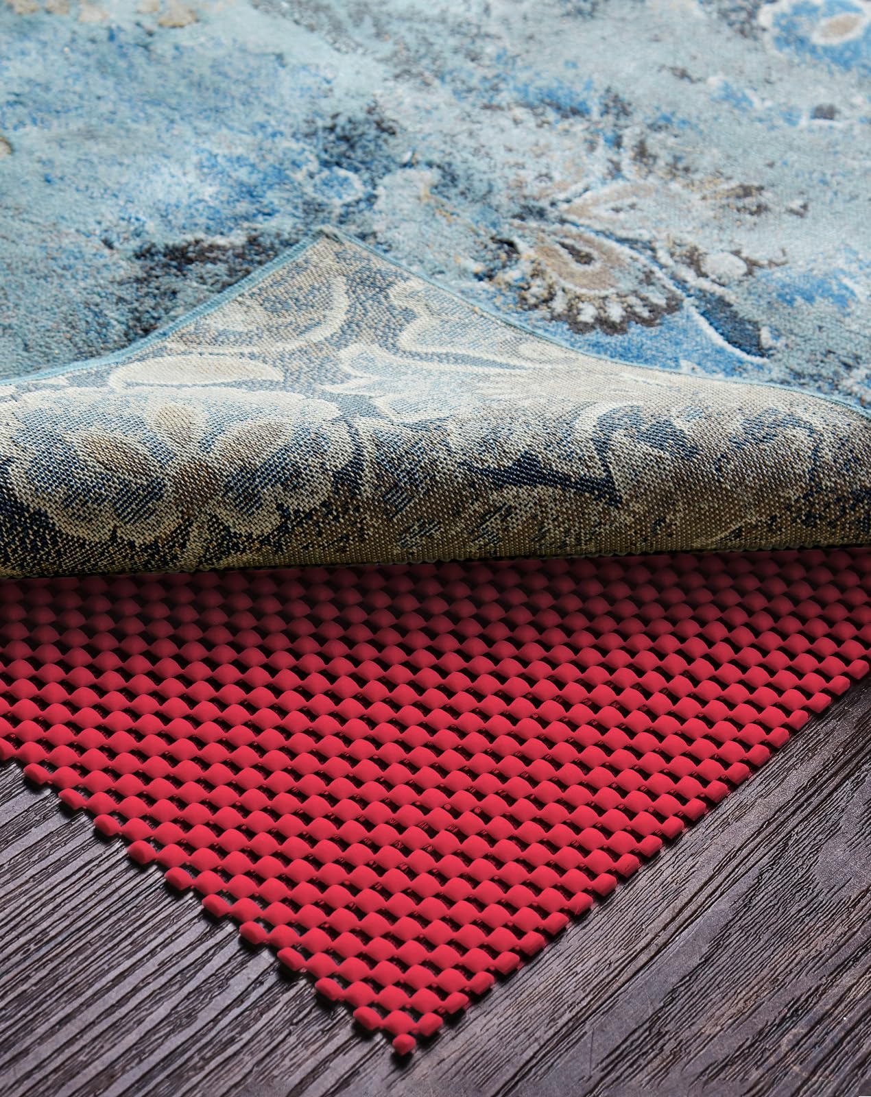 Veken 5x7 Ft Rug Pad Gripper for Hardwood Floors, Non Slip Red Rug Pads for Area Rugs, Thick Rug Grippers for Tile Floors, Under Carpet Anti Skid Mat, Keep Your Rugs Safe and in Place