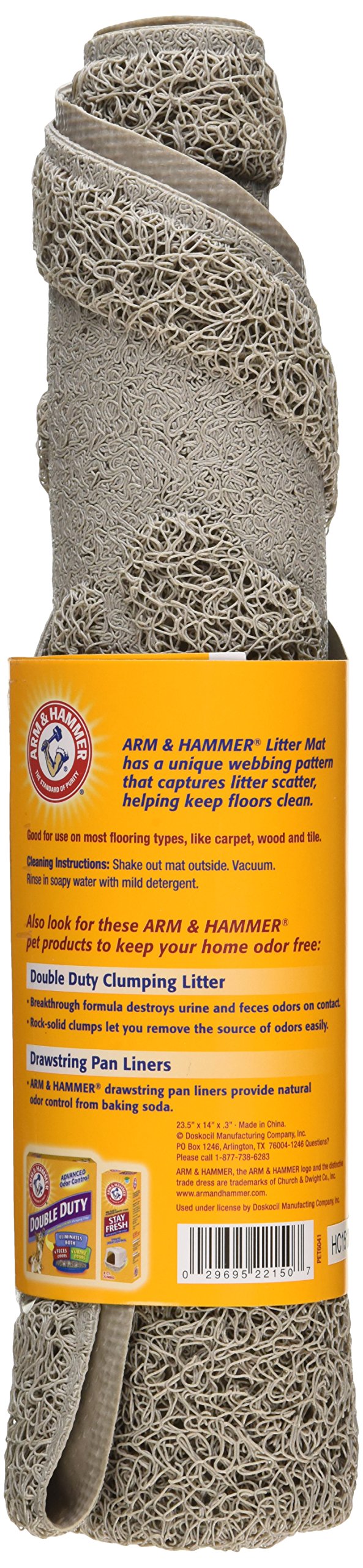 Arm & Hammer Half Circle Cat Litter Mat, Gray, 23 x 14 x 3, Clean Floors, Waterproof, Easy Clean, Durable Cat Litter Pad, Compatible with All Cat Litter Boxes
