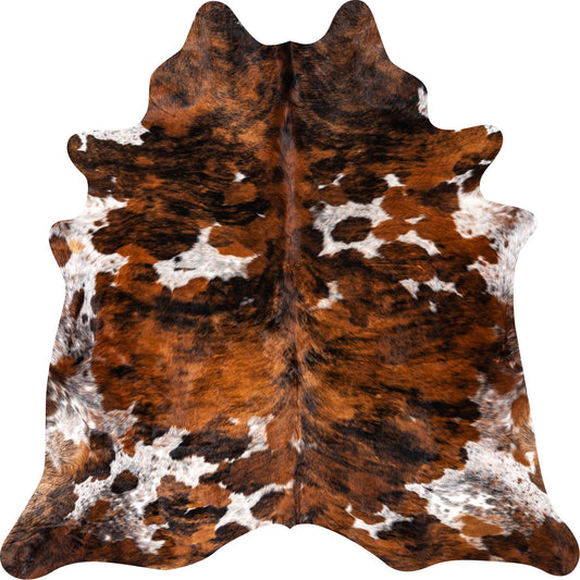 ecowhides 100% Genuine Brazilian Cowhide Rug - Tricolor Brindle Mix - Luxury Cowskin Leather Area Rug Décor 7 x 6 feet