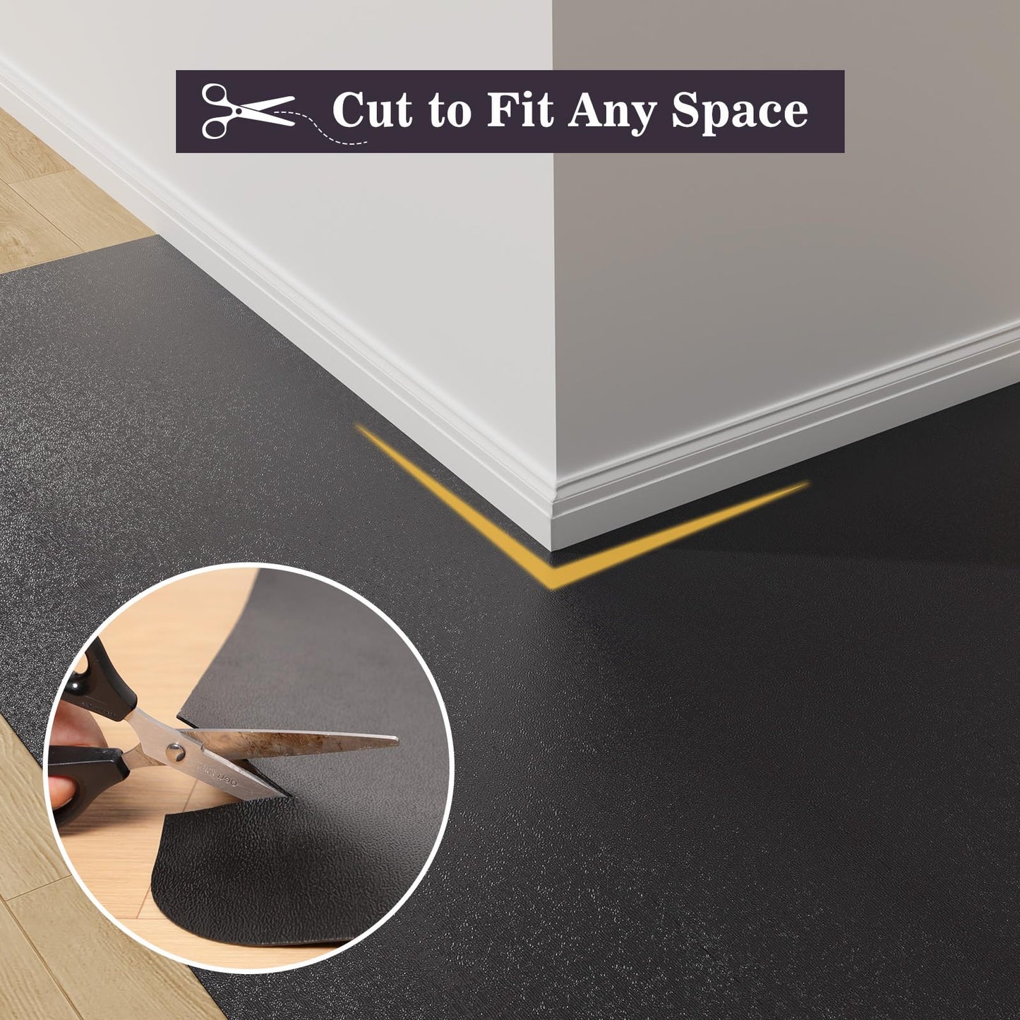 BelleCosy 5'×7' Black Floor Mat for Under Dining Room Table, No Scratch Durable Plastic Area Rug for Kitchen, Waterproof Easy Flat Floor Protector for High Traffic Area