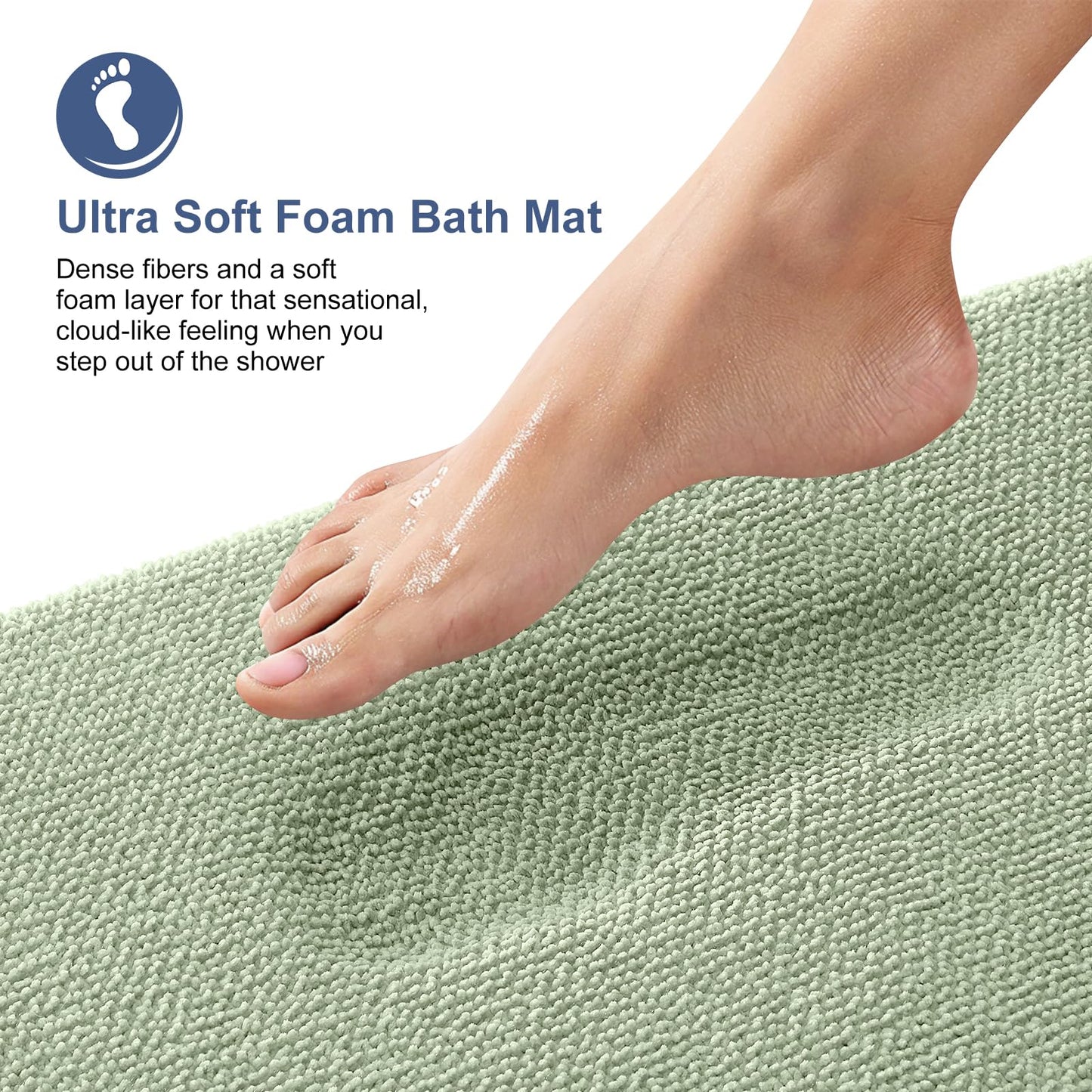 OLANLY Thick Memory Foam Bathroom Runner Rugs 47x17, Extra Soft Absorbent Long Bath Rug, Quick Dry, Non-Slip, Machine Washable Bath Mat for Bathroom, Tub and Shower, Home Decor Accessories, Sage Green