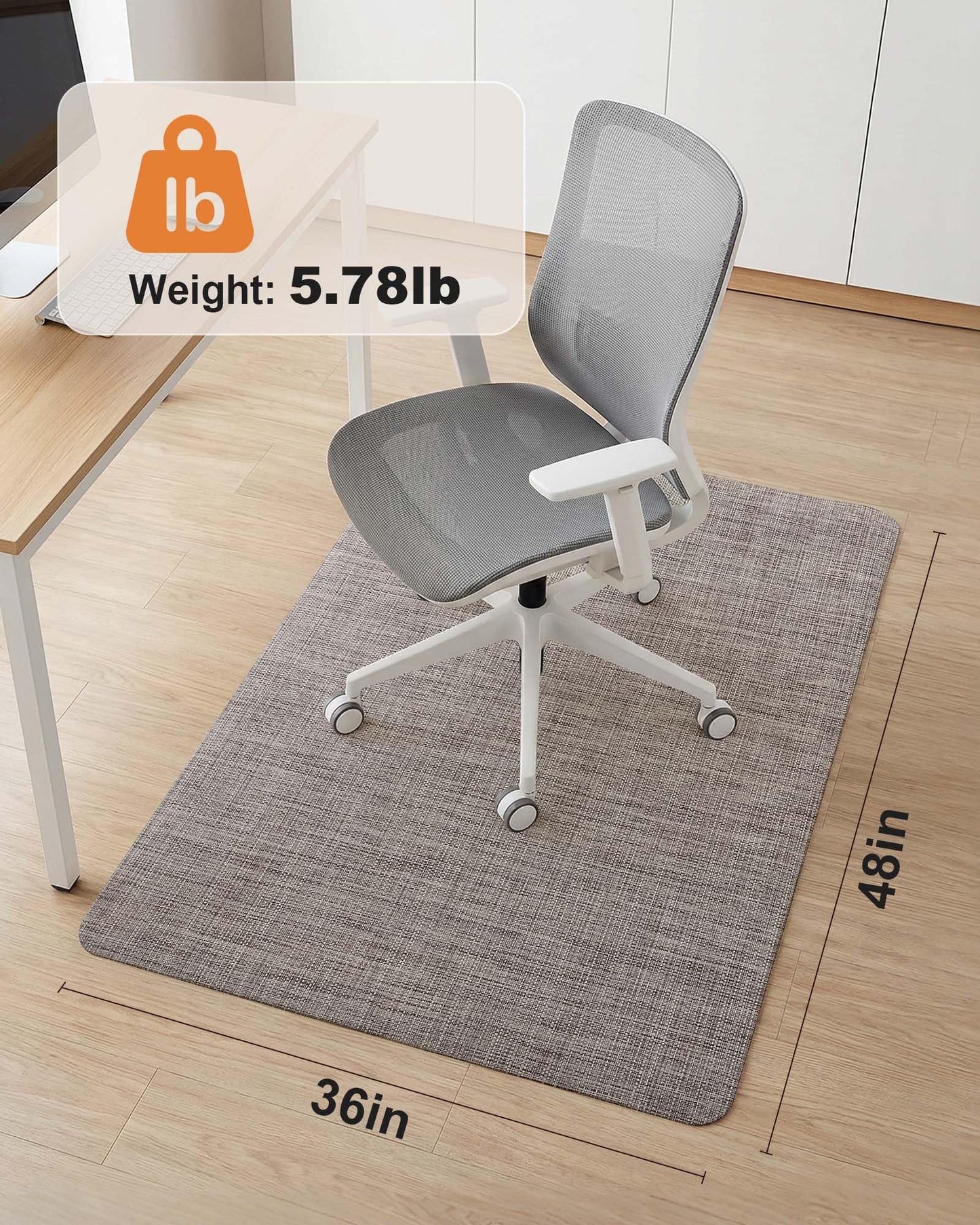 Carvapet Office Chair Mat for Hardwood Floor, 36x48 Inch Heavy Duty Floor Protector, Non Slip Desk Chair Mat for Rolling Computer Gaming Chairs, Easy to Clean Light Brown