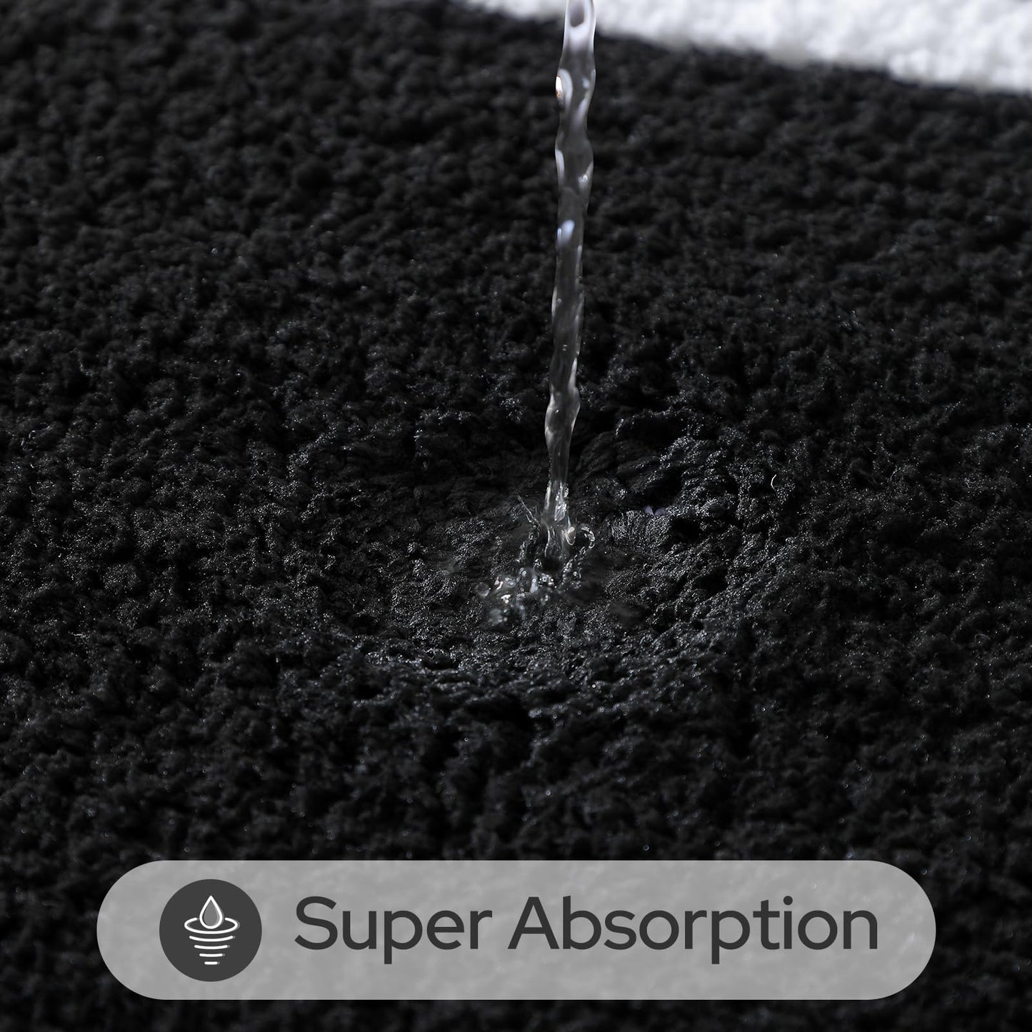 HOMEIDEAS Bathroom Rugs Sets 2 Piece, Super Soft and Absorbent Microfiber Tufted Bath Mats, Non-Slip and Machine Washable Bath Rugs(Black and White)