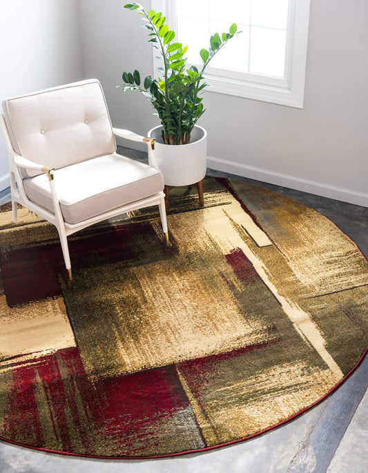 Unique Loom Barista Collection Area Rug - Timor (4' 1" Round, Multi/ Red)