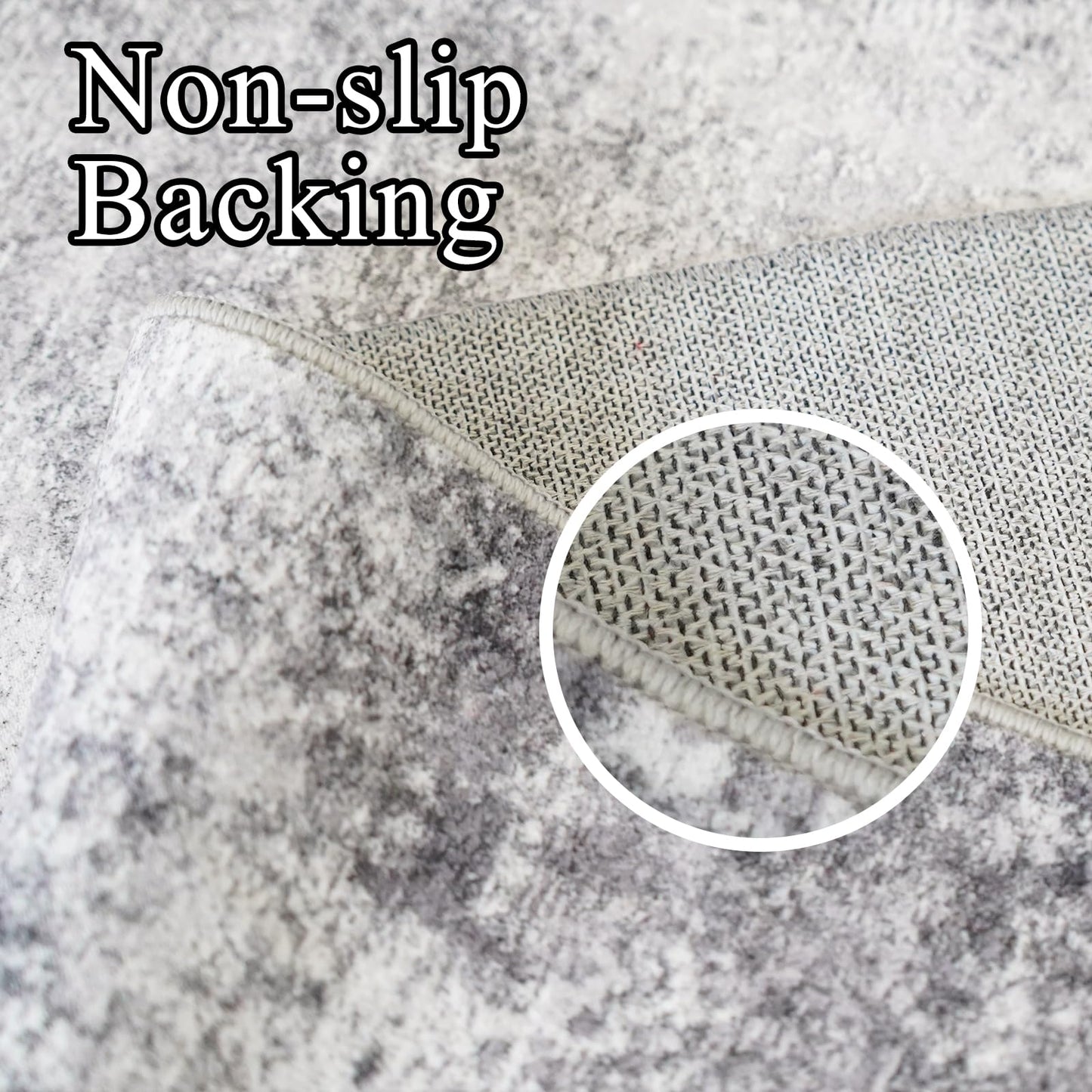 8x8 Square Area Rug Living Room: Abstract Washable Non-Slip Stain Resistant Rugs Low Pile Indoor Carpet for Dining Room Bedroom Office - Soft Throw Floor Mat for Modern Home Decor (8ft Square Grey)