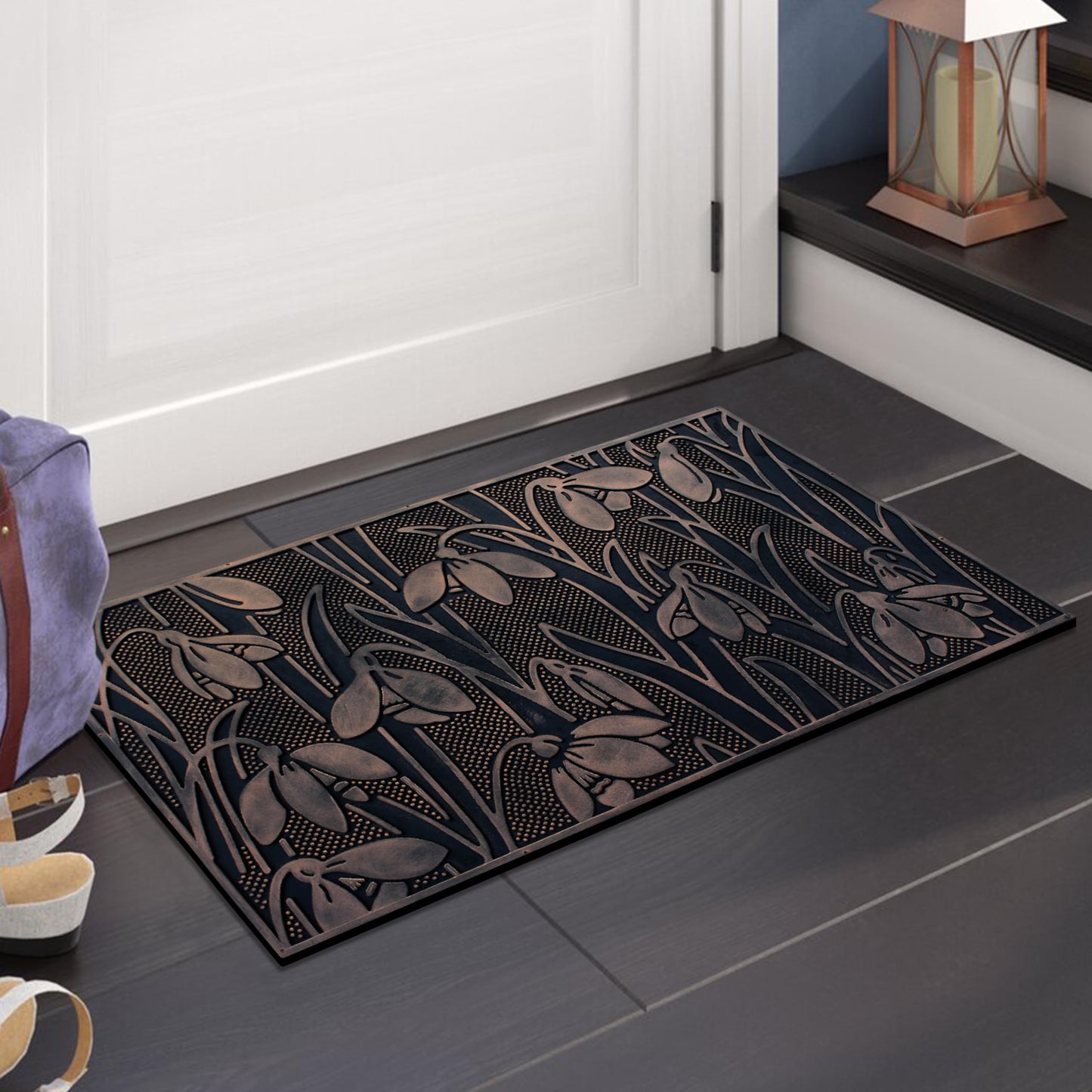 A1HC Rubber Welcome Doormat for Outdoor Indoor Entrance, Non-Slip Backing Front Door Mat for High Traffic Area Use, Fun Designed Entrymat, 18"x30" Pin Mats