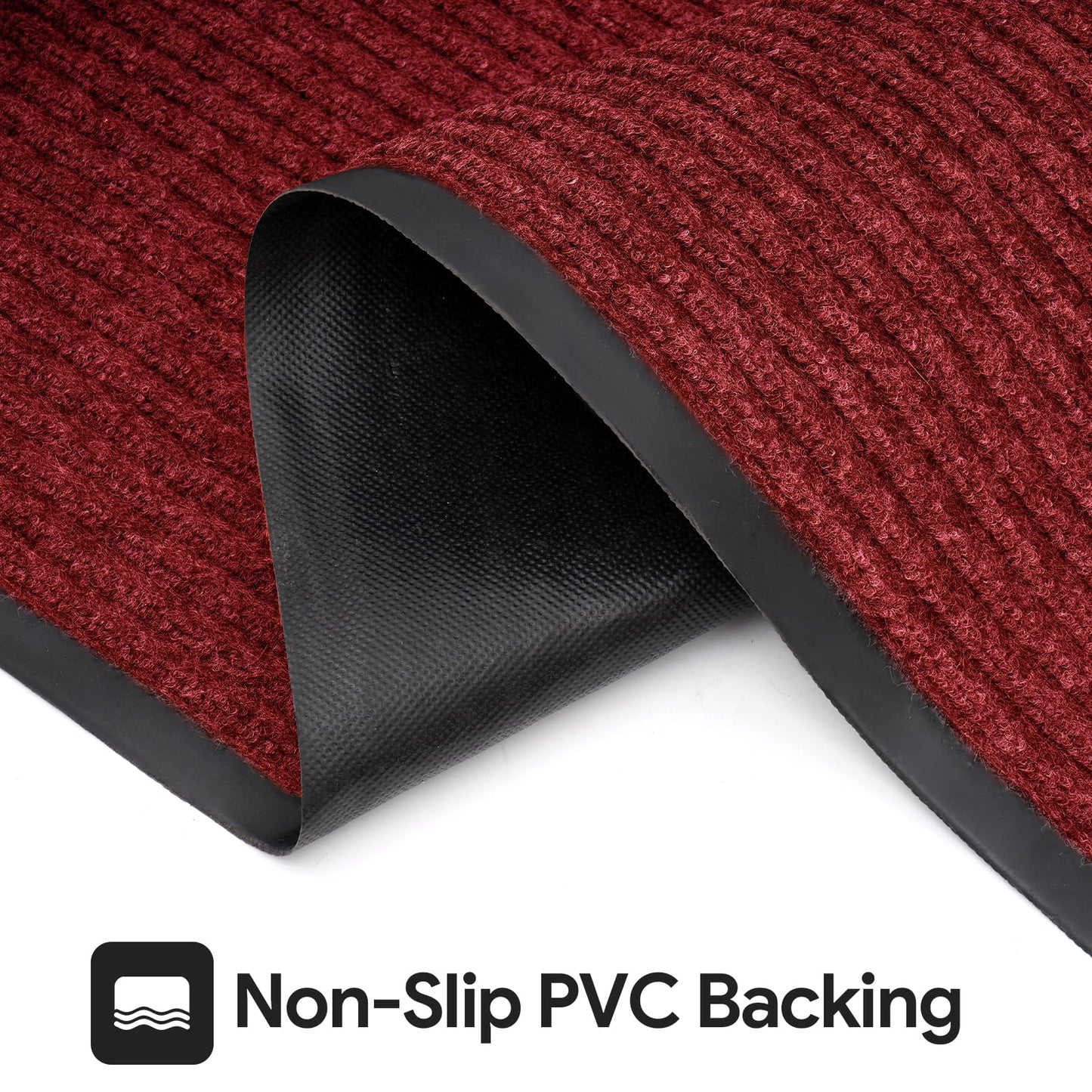 Nisorpa Indoor Outdoor Hallway Runner Rug 3'x10', Non Slip Rubber Backed Entryway Runner Mat, Heavy Duty Commercial Floor Runners for Home Office Hotel Business, Dark Red