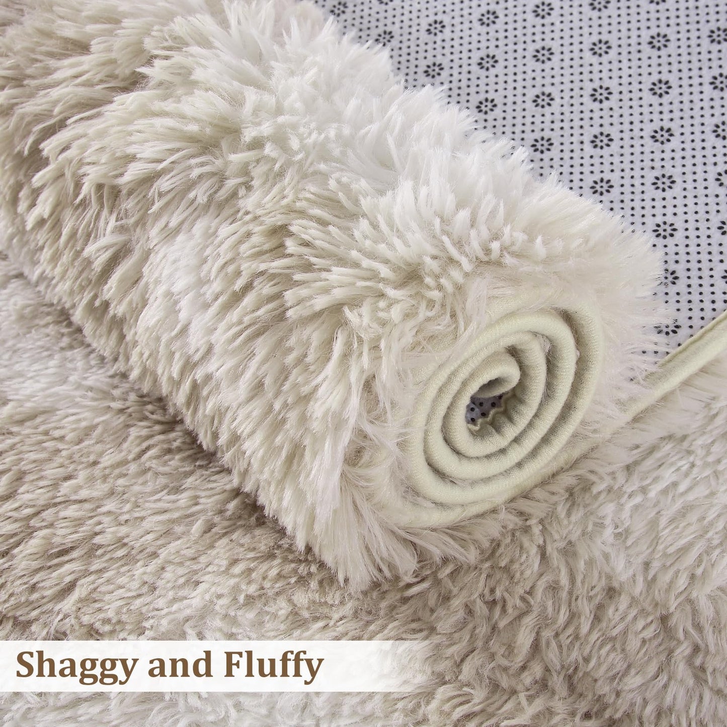 CAROMIO 8x10 Area Rug for Bedroom Fluffy Rugs Shag Rugs for Living Room Furry Rugs for Girls Boys Room Tie Dye Shaggy Rug for Kids Baby Room Home Decor Rug Carpets, Beige Taupe