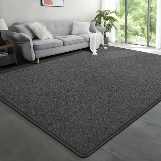 Modern Large Area Rug for Bedroom Living Room, 4x6 Feet Dark Grey Thickened Memory Foam Washable Rugs, Non-Slip Soft Minimalist Solid Indoor Carpets for Boys Girls Nursery Room Décor