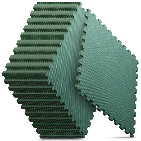 24 Pack Home Gym Mat, Puzzle Exercise Mat, EVA Interlocking Foam Floor Tiles for Home Workout Equipment and Kids' Play Areas - Blue, 24 in x 24 in x ½ in - (Green, 24 Pack(96 SQ FT))