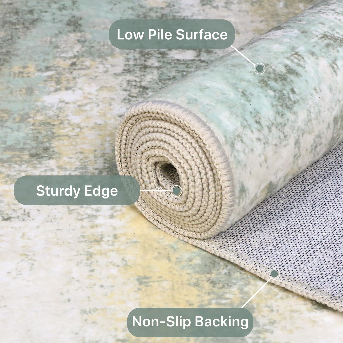 BEIMO 2x3 Rugs for Entryway Entrance Kitchen Bathroom, Machine Washable Modern Abstract Soft Area Rug Door Mat, Low Pile Indoor Floor Carpet with Non Slip Backing, Light Green