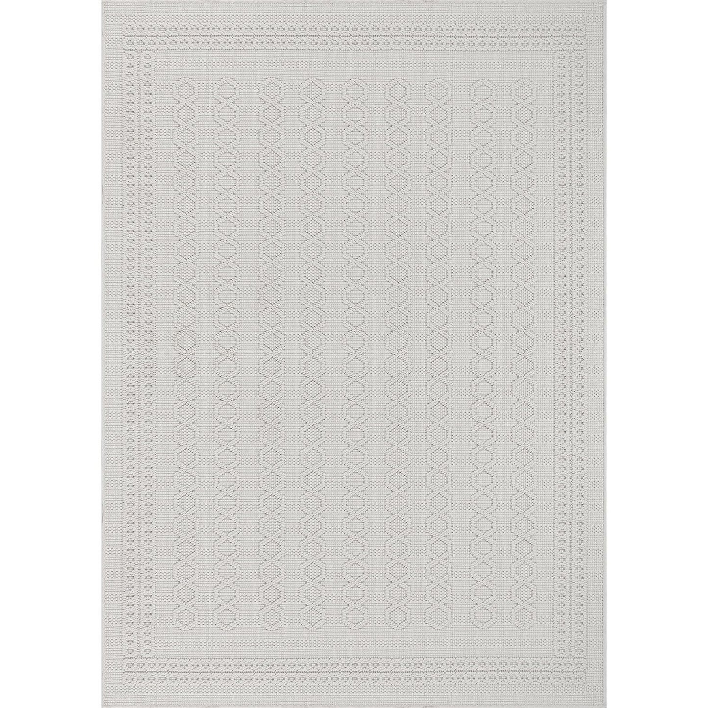 Luul Home Micro Loop Indoor Rug White 5x7 Boho Geometric Neutral Area Rugs for Living Room Soft Luxury Modern Low and High Pile Durable Stain Resistant Non-Shedding Indoor Area Carpet 5 x 7
