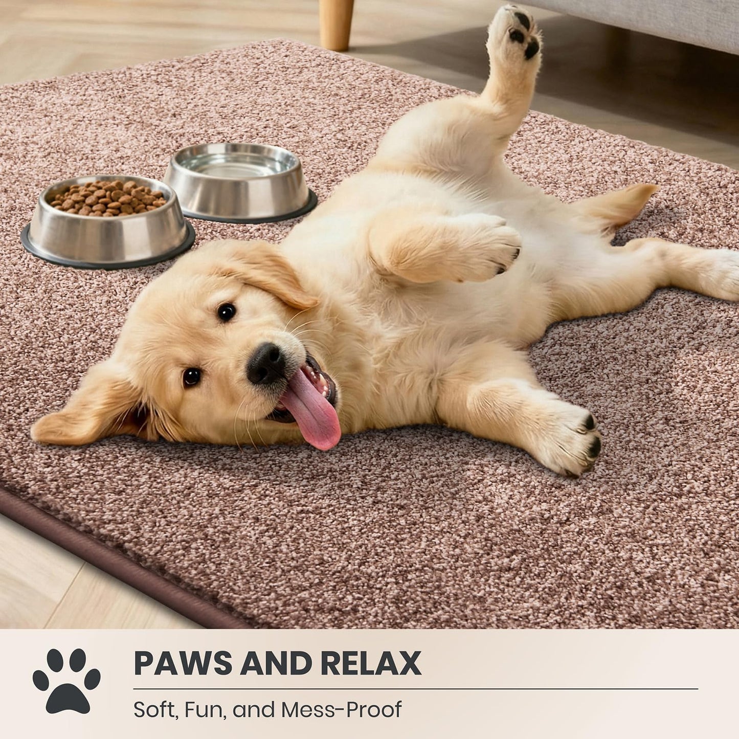 PURRUGS Dirt Trapping Door Mat 20" x 31.5", Non-Slip Machine Washable Entryway Rug, Dog Doormat, Indoor Front Door Mat, Super Absorbent Entry Rug for Muddy Shoes & Paws, Brown-Light Cream