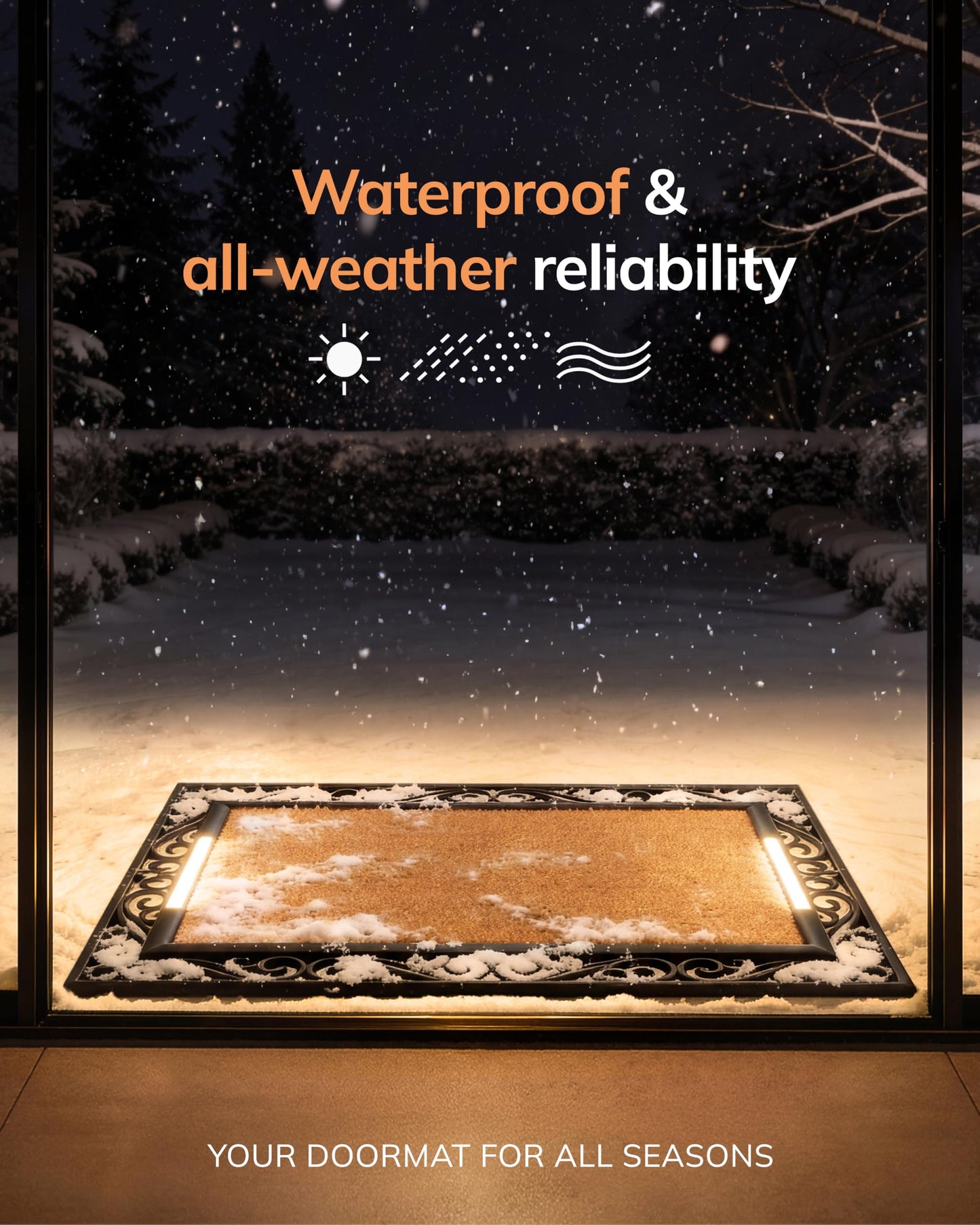 Anji Mountain BriteStep with LED Lights, Front Door Mat - Pressure-Activated Welcome Mat, All-Weather, Outdoor Doormat 18x30 Coir Insert, Wireless 3AA, Auto Shut-Off, 38x26.5in