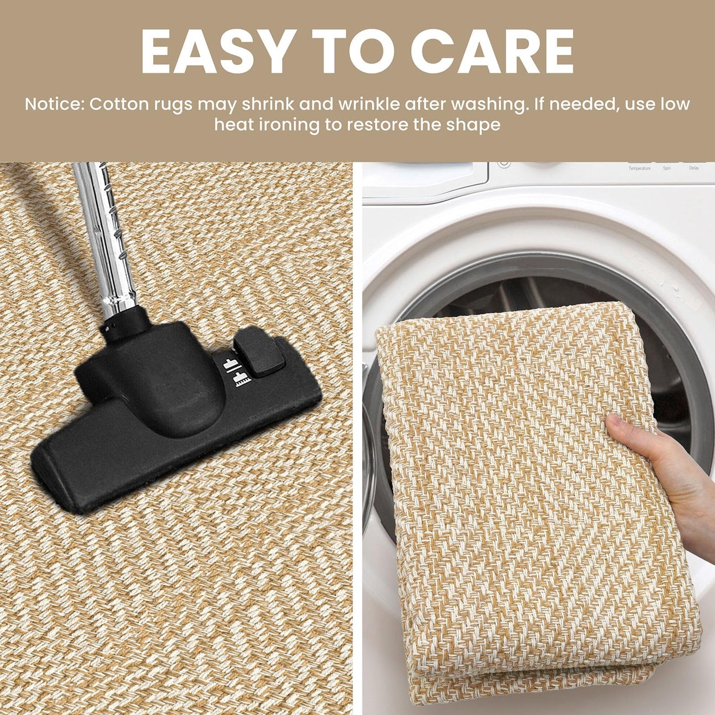 IOHOUZE Washable Area Rug 4x6 Non Slip Rubber Backed Woven Rugs for Entryway Indoor Bedroom Rugs Kitchen Rug Floor Throw Carpet for Entrance Front Door Living Room, Warm Beige/Orange/Apricot
