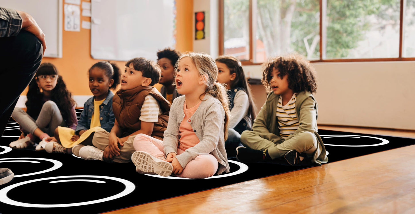 OPAMAN Black Classroom Rugs Elementary, 8x12 Large Classroom Rug Carpets