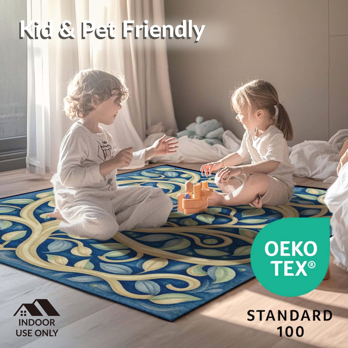 ODIKA Flatwoven High Traffic Area Rug 5x7, Cultural Heritage Geometric Motif, Non Slip, Stain Resistant, Washable Area Rugs for Living Room, Bedroom (Beige, 5x7)