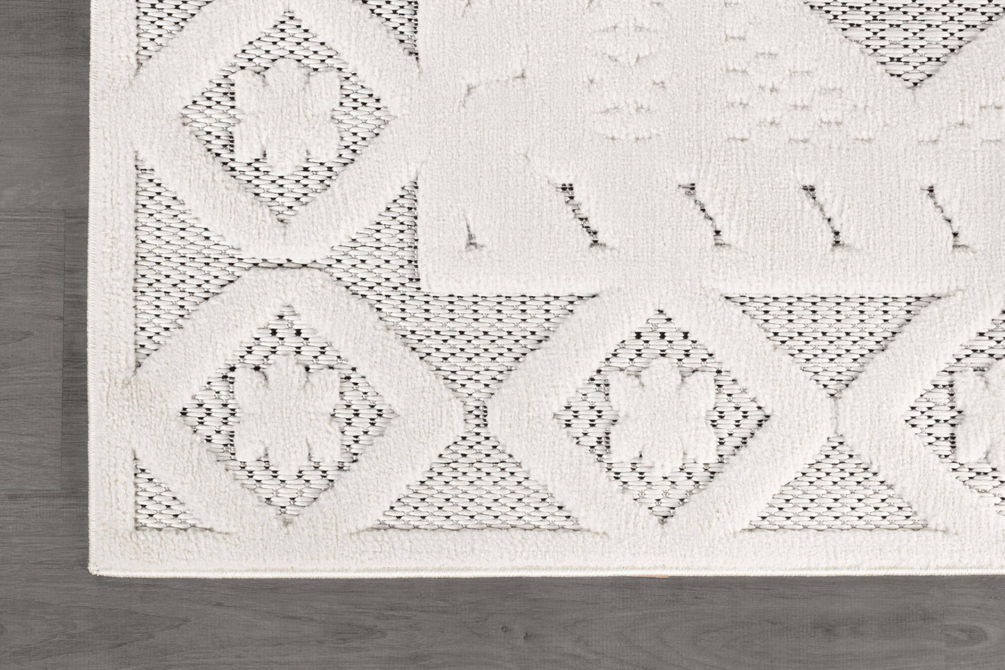 Luul Home Modern Micro Loop Indoor Area Rugs for Living Room Bedroom Kitchen Geometric Trellis White 4x6 Luxury Durable Low and High Pile Non-Shedding Stain Resistant Soft Area Carpet 4 x 6