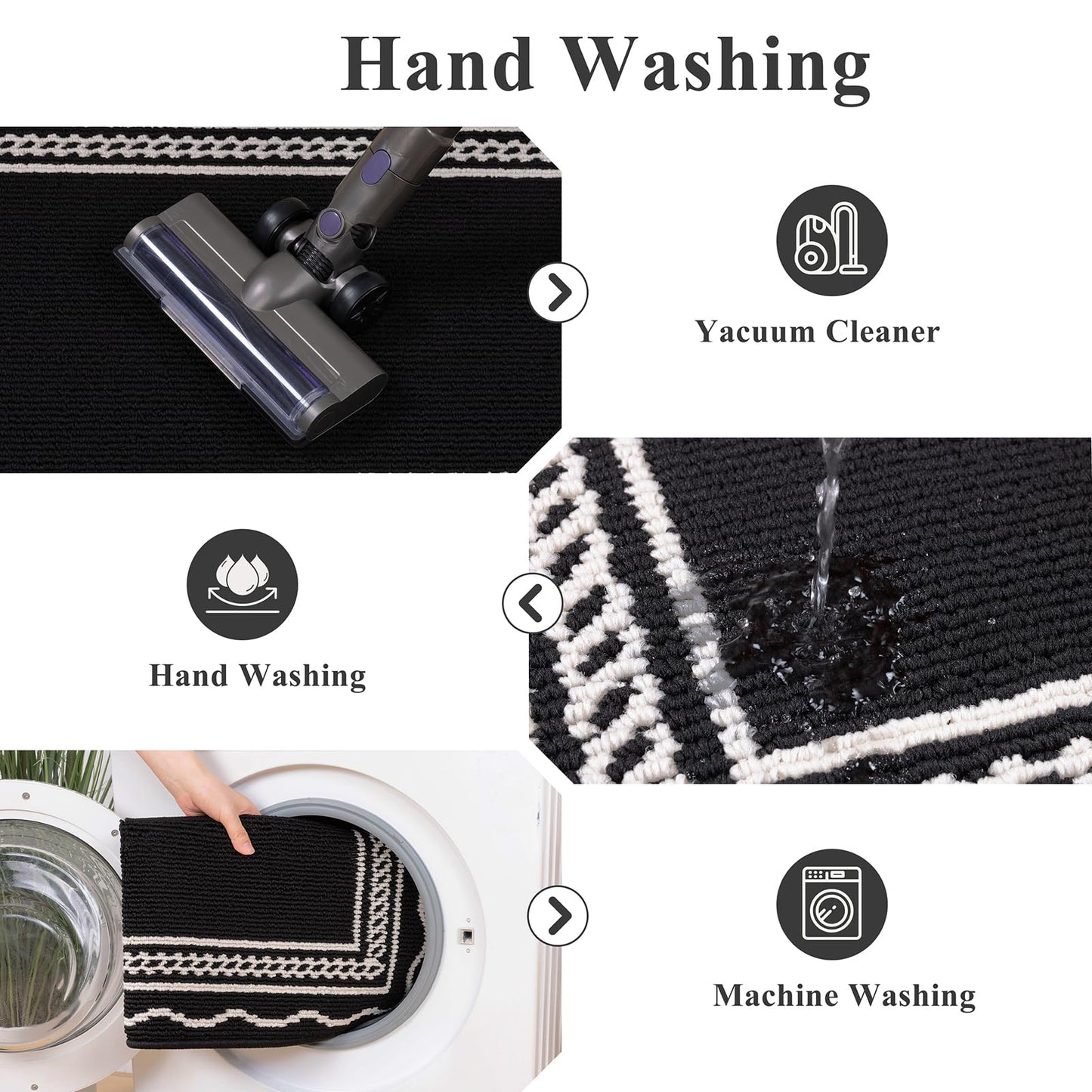 Ileading Indoor Door Mat 2x3ft, Absorbent Dog Muddy Paws Mats, Low-Profile Entrance Small Runner Carpet with Non-Slip Rubber Backing, Washable Inside Welcome Mat for Hallway,Entryway,Kitchen(Black)